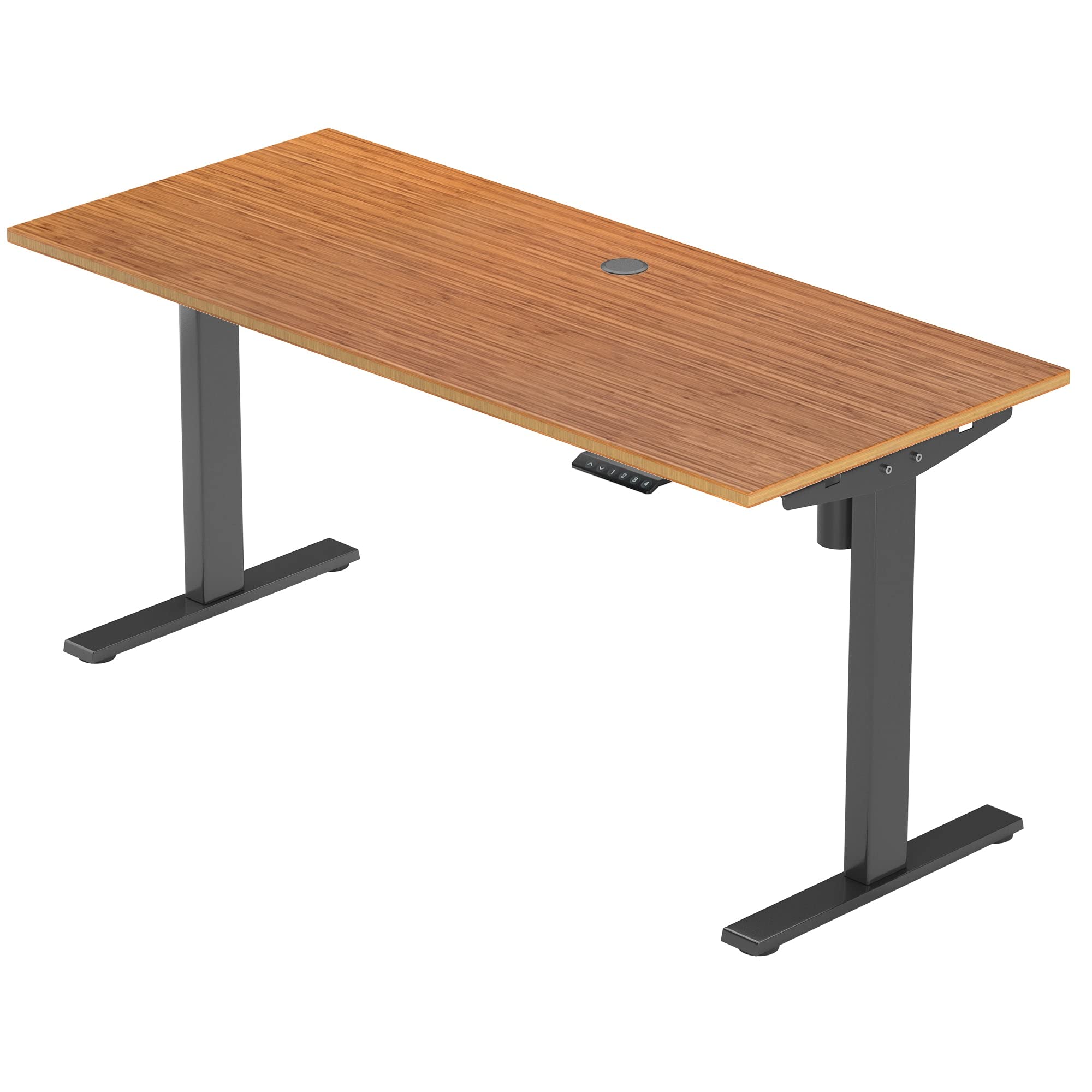 48x30 Inch Electric Standing Desk with Bamboo Top - Adjustable Height Ergonomic Home Office Desk (Dark Gloss Bamboo, Black Frame) for Work from Home & Remote Office Setup