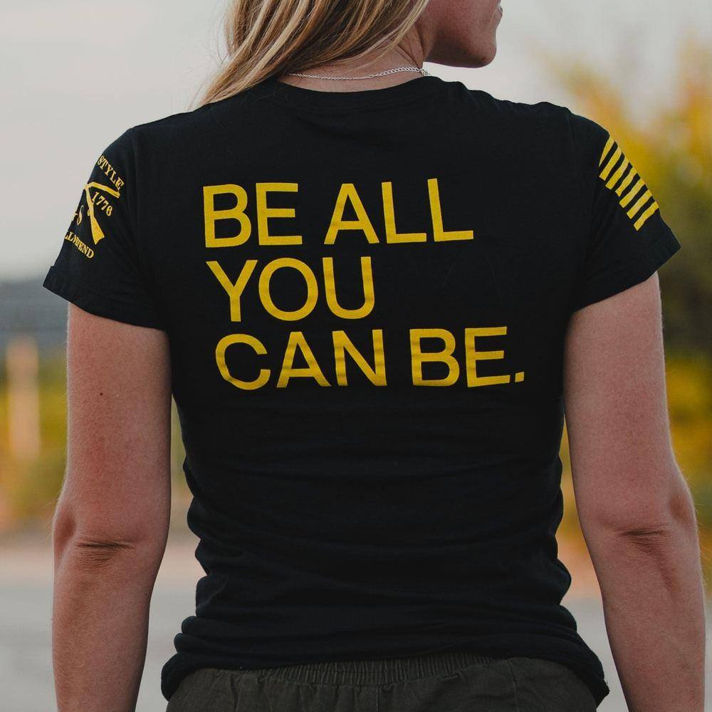 Women's Army 'Be All You Can Be' Slim Fit T-Shirt - Black | Military Inspired Casual Tee for Everyday Wear & Workout