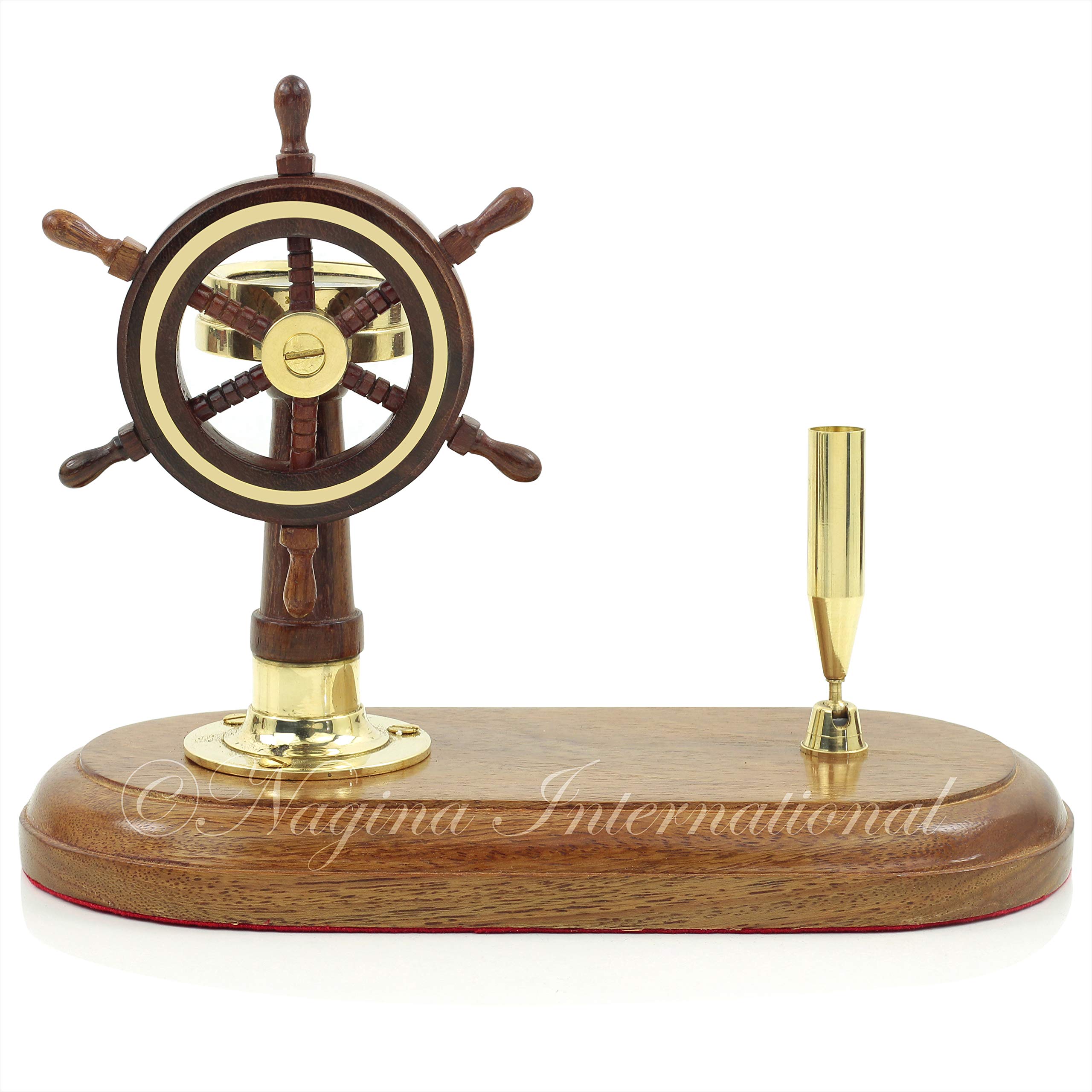 Nautical Pen Holder with Directional Telegraphic Compass - Premium Office Desk Decor | Unique Gift for Sailors, Travelers & Home Office Organization