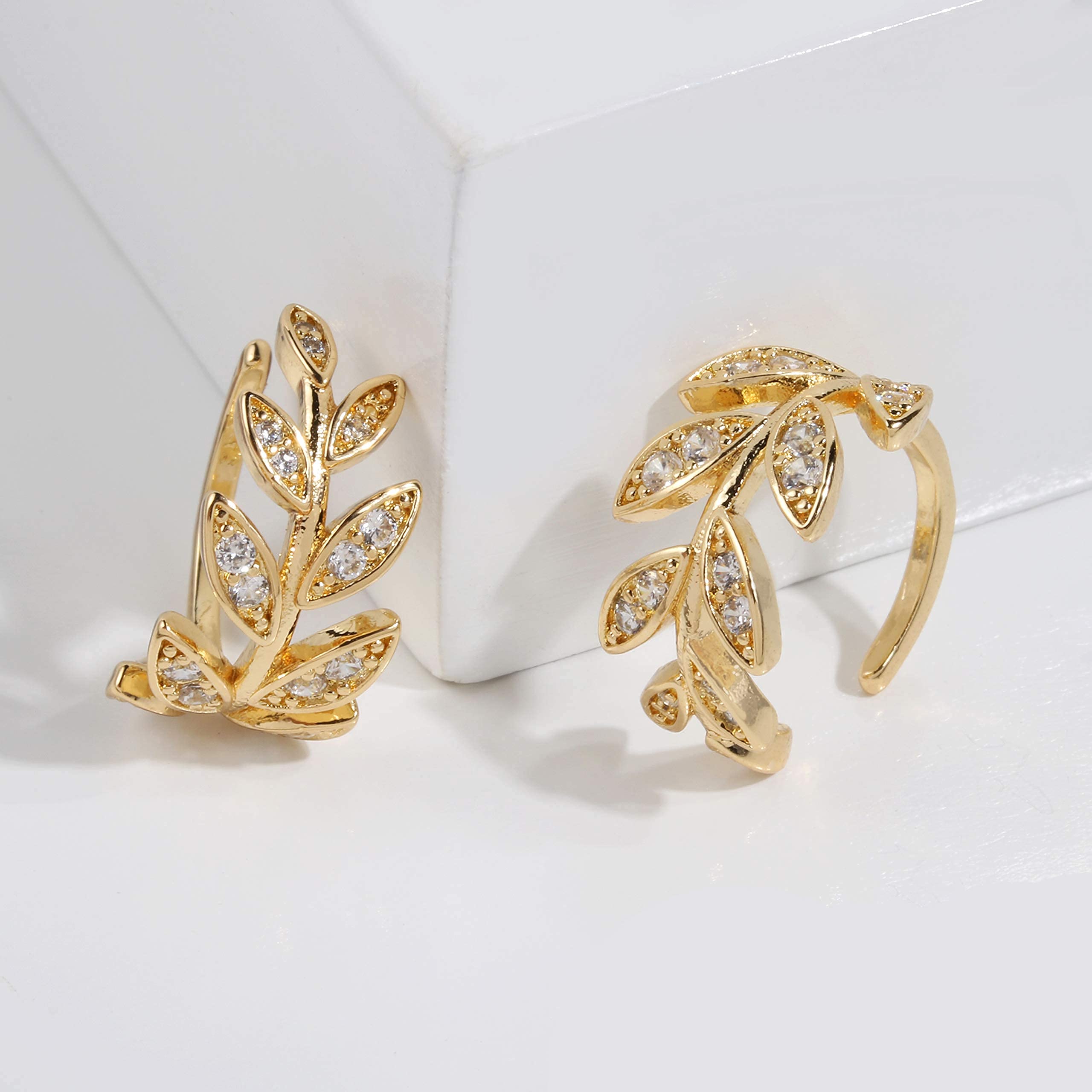 Vercret Gold Cuff Earrings for Women - Adjustable Cartilage Ear Cuff with CZ Stones, No Piercing Wrap Around Ear Clip - Perfect for Parties, Weddings & Everyday Wear