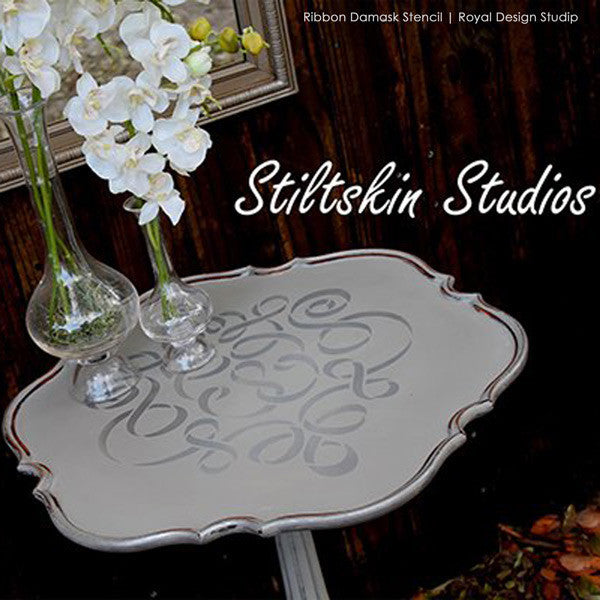 Damask Ribbon Furniture Stencil - Reusable DIY Painting Template for Wood, Walls & Fabric - Perfect for Home Decor, Crafts & Upcycling Projects