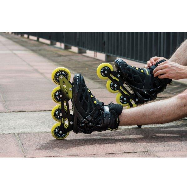 Playlife Lancer 84 Inline Skates for Adults - Black High-Performance Rollerblades for Fitness, Speed & Outdoor Skating