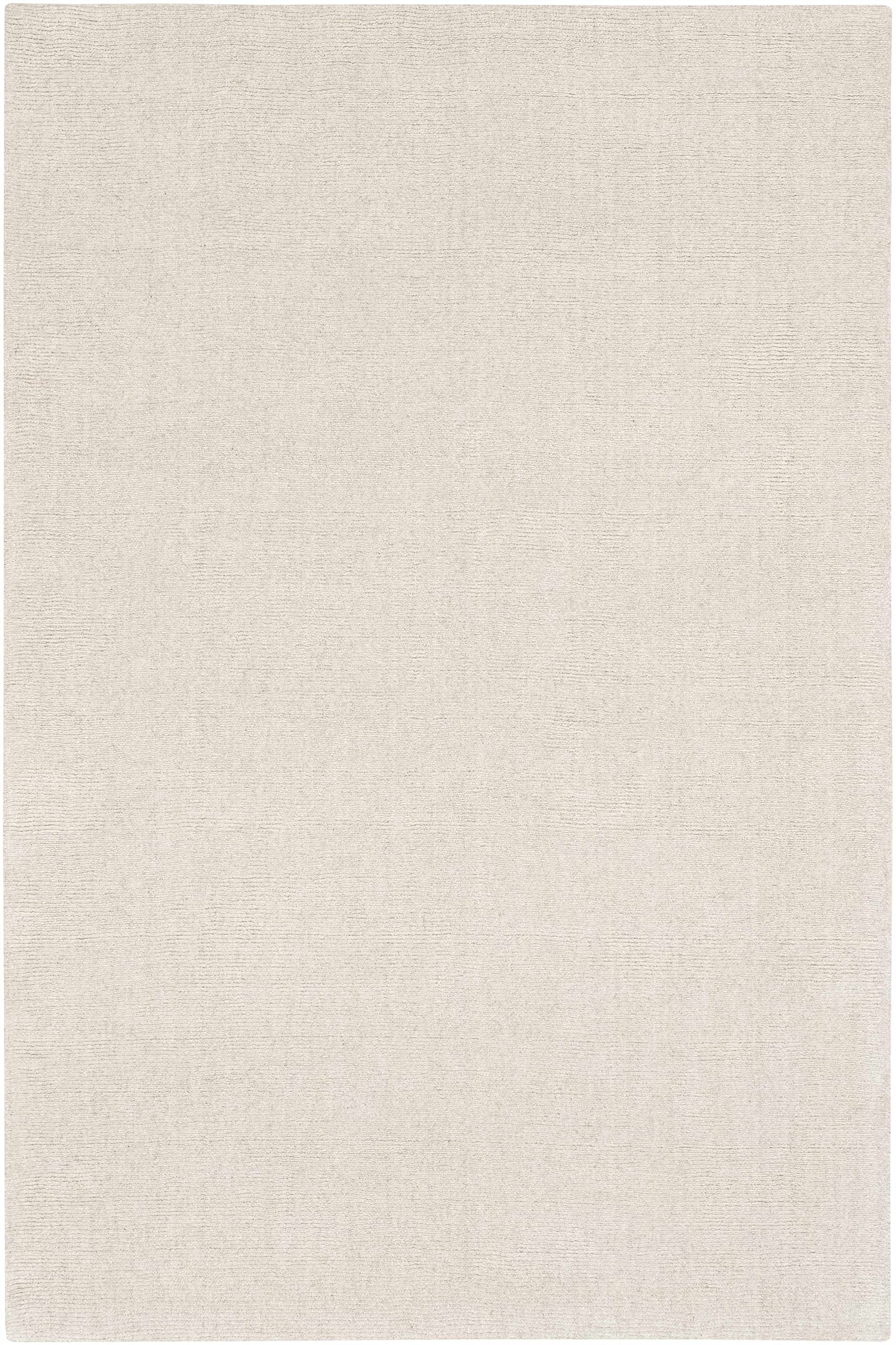 Hauteloom Mariba Wool Area Rug for Living Room & Bedroom - Solid Ivory with Border - 4' x 6' - Soft & Durable - Perfect for Cozy Home Decor