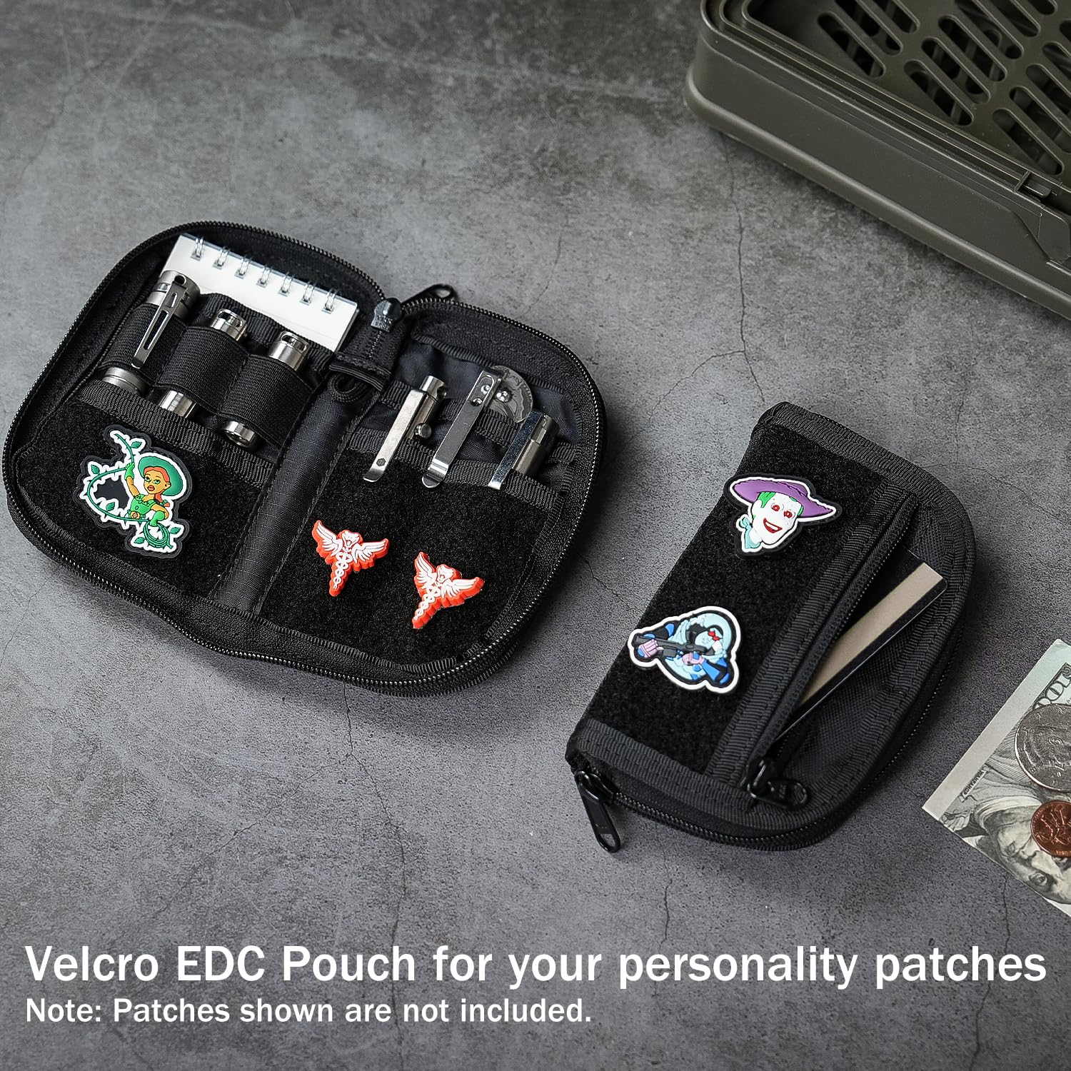 VIPERADE VE21 EDC Pouch - 6 Pocket Nylon Tool Organizer with Hook & Loop Closure, Compact Multitool Pouch for Everyday Carry (Black) - Perfect for Camping, Hiking, Work & Outdoor Gear Organization