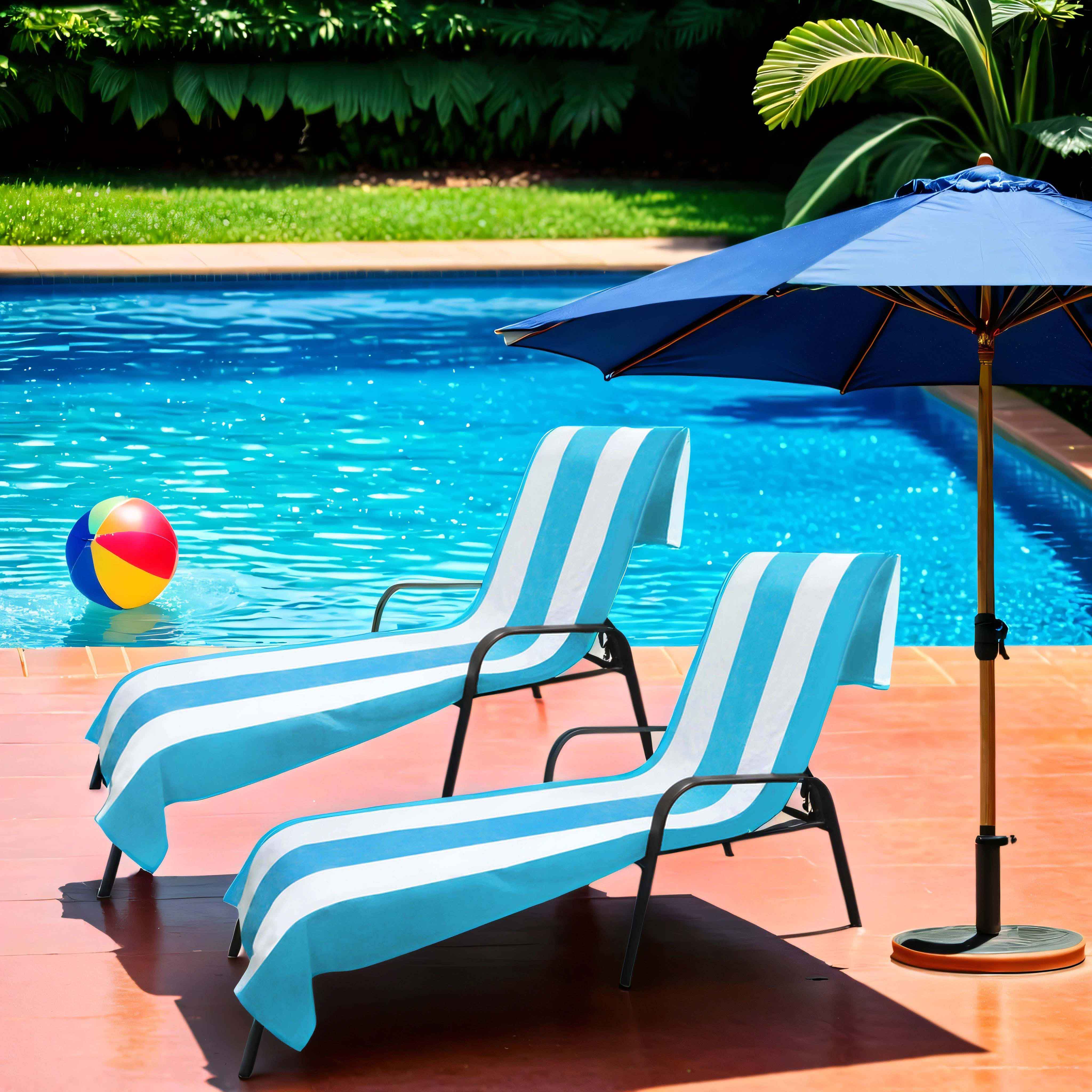 Premium Cabana Striped Cotton Beach Towel & Chaise Lounge Cover - Soft, Absorbent, UV Protection - Perfect for Poolside, Beach Vacations & Outdoor Relaxation