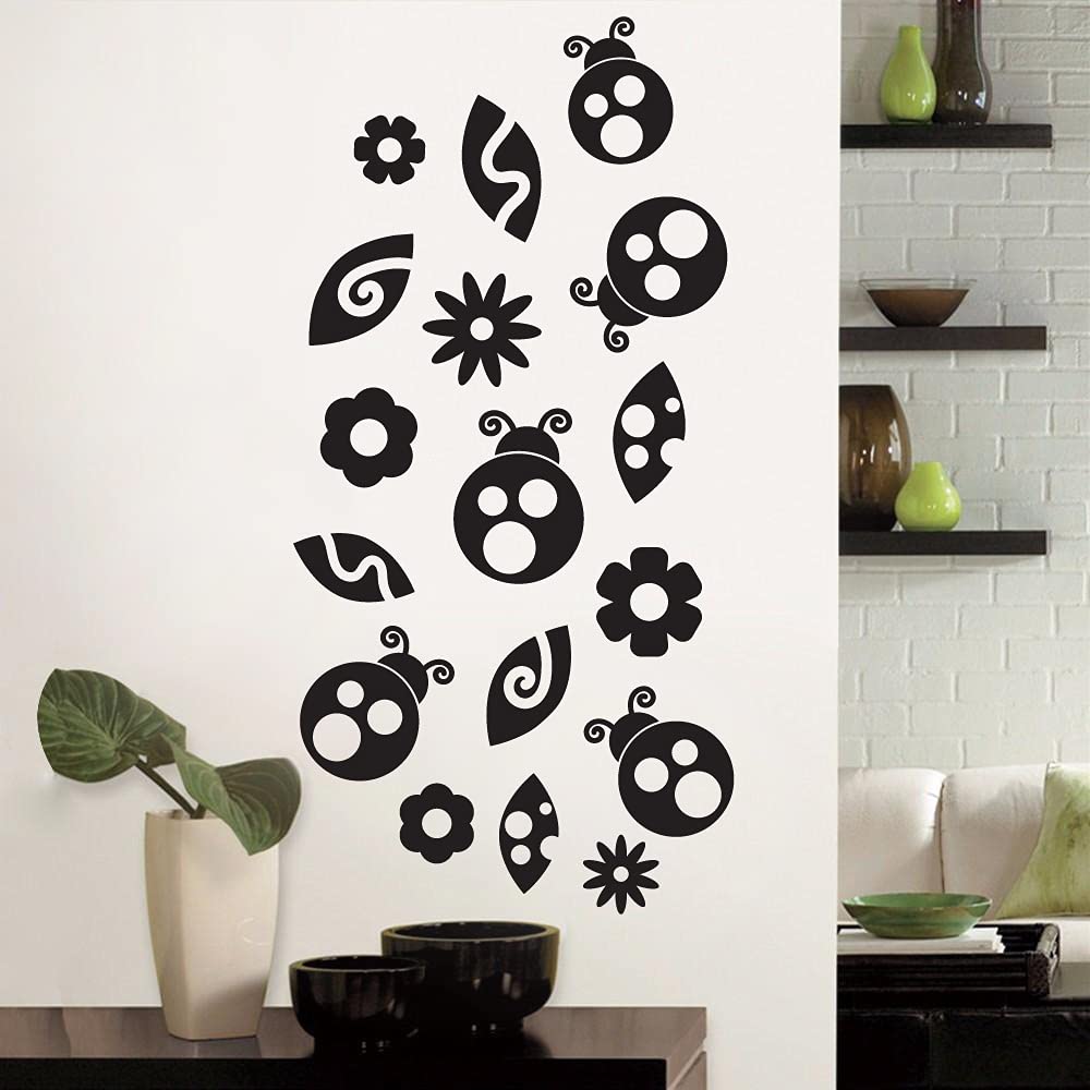 Cute Ladybug Vinyl Wall Stickers - 6x10 Inch Adhesive Decals for Kids Room, Nursery, Playroom & Home Decor - Perfect for Boys, Girls Bedroom & Kindergarten Classroom Decorations