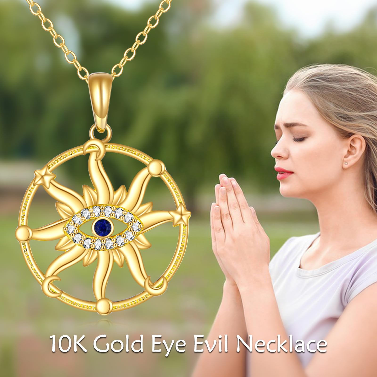 14K Real Yellow Gold Moon and Star Opal Pendant Necklace for Women - Elegant Crescent Moon Jewelry Gift for Wife, Daughter, Girlfriend, Mother | Perfect for Birthdays, Anniversaries, Valentine's Day & Special Occasions