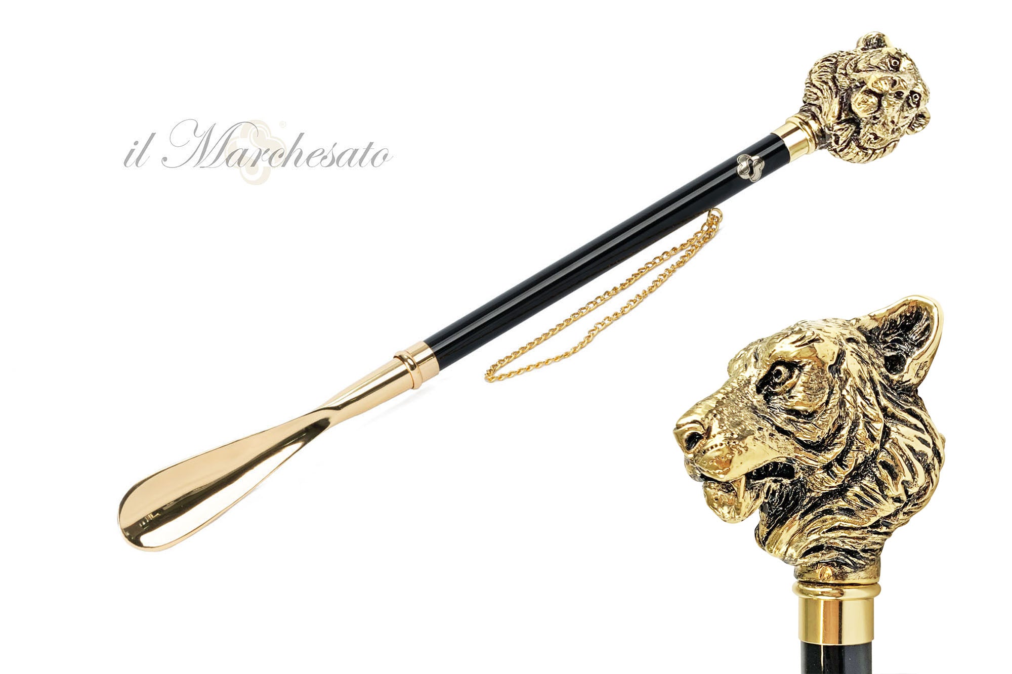 24K Gold Plated Handcrafted Tiger Handle Shoehorn - Elegant & Durable Shoe Accessory for Men & Women - Perfect for Gifts, Travel, and Daily Use