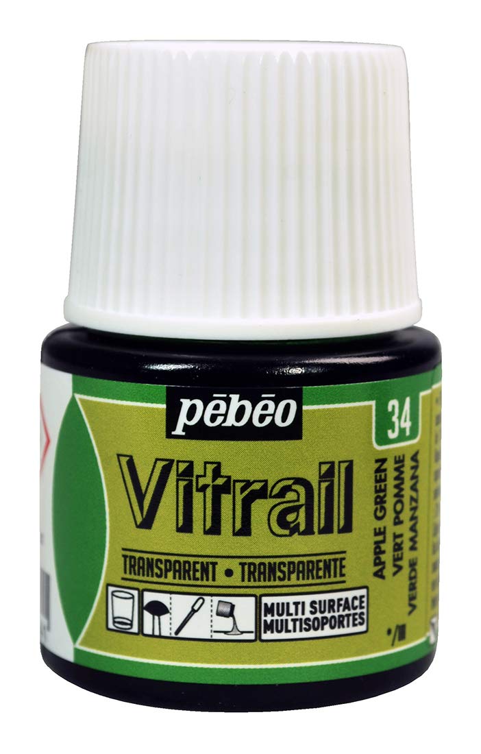 Pebeo Vitrail 45ml Apple Green Glass Paint - Premium Stained Glass & Window Art Supplies for DIY Crafts, Home Decor, and Creative Projects
