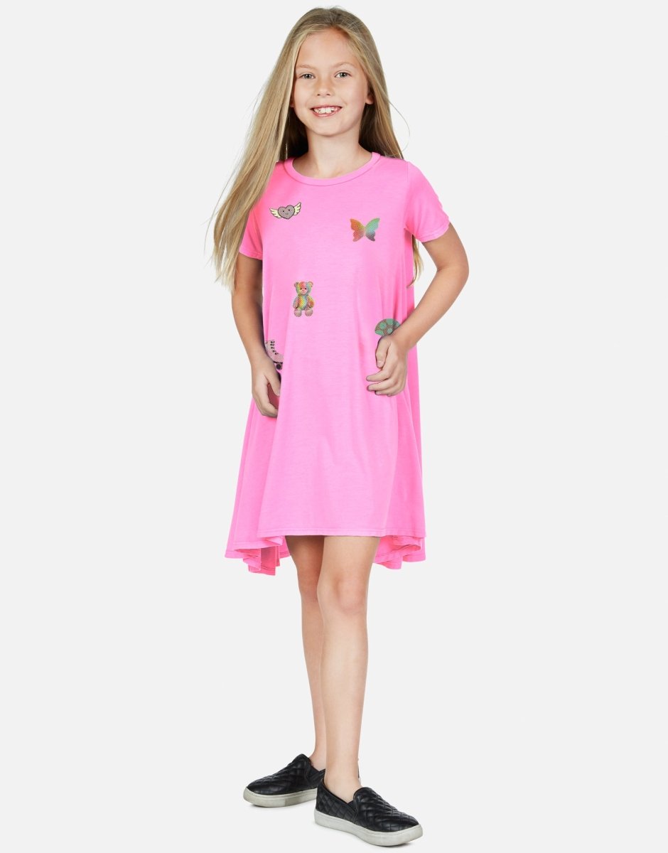 Stylish Swing Dress with Sticker Beans Print - Trendy Flowy Summer Dress for Women, Perfect for Casual Outings, Beach Vacations & Date Nights