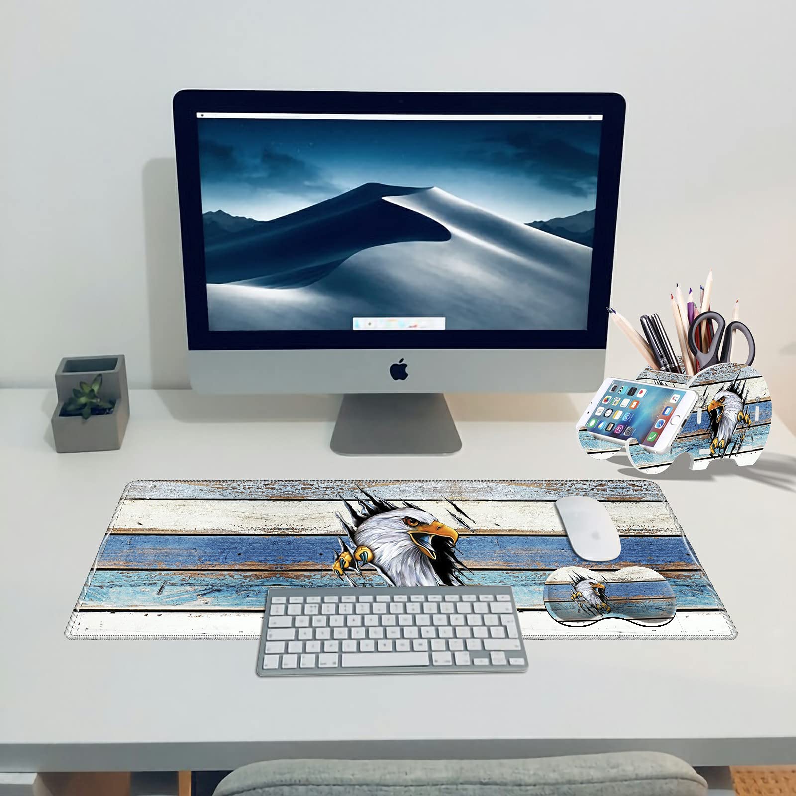 Large Gaming Mouse Pad with Wrist Rest & Desk Organizer - 31.5