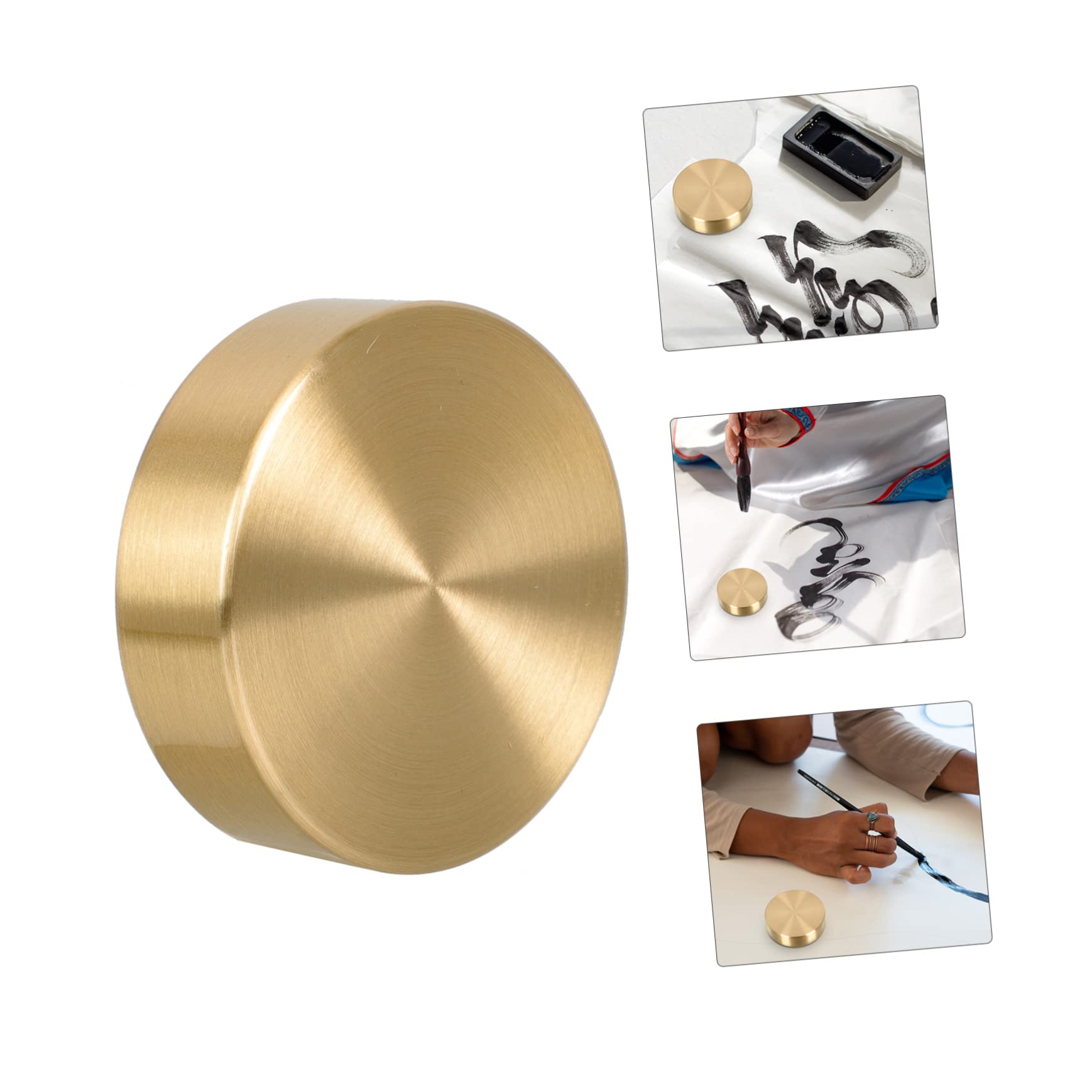 GOOHOCHY 2-Pack Brass Round Paperweights - Heavy Duty Ruler Chess Piece Design for Painting, Letters & Documents - Perfect for Office, Study & Home Decor