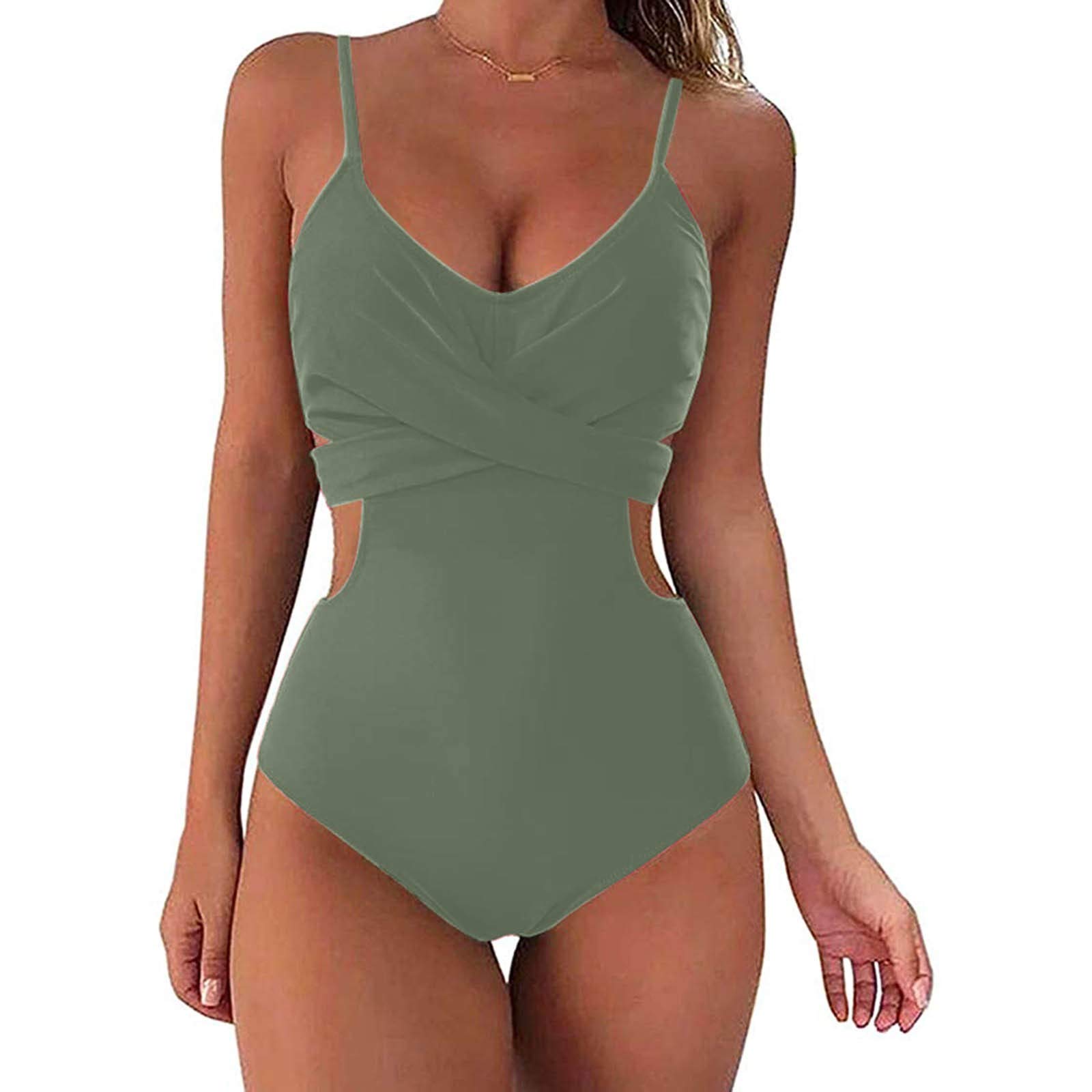 Aniywn Women's High Waisted Tummy Control One Piece Swimsuit with Floral Print & Cutout Design - Sexy Bathing Suit for Beach, Pool, Vacation & Summer Swimwear