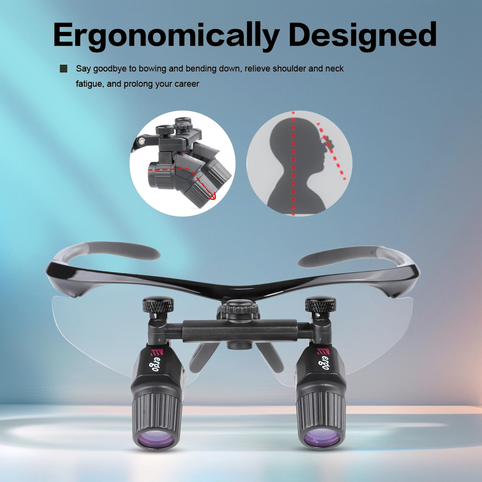 4.0X Medical Ergonomic Ultralight Surgical Binocular Loupes for ENT Surgery - Adjustable Magnifying Glasses with Plastic Frame & 450mm Working Distance (DY-119) - Perfect for Precision ENT Procedures, Dental Work & Microsurgery