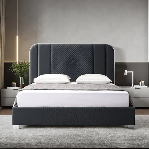 Premium King Bed Set - Luxe Halcyon Bed Frame in Black, Luna Series Euro Top Medium Firm Mattress & Bamboo Cooling Mattress Topper | Bedroom Upgrade for Ultimate Comfort & Support