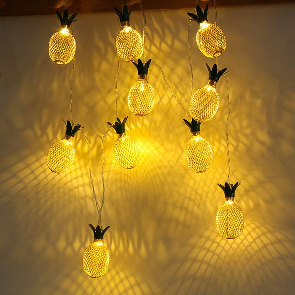 Solar Pineapple String Lights - 10 LED Bulbs, Waterproof Outdoor/Indoor Decorative Lights for Garden, Patio, Bedroom, Party & Wedding Decor