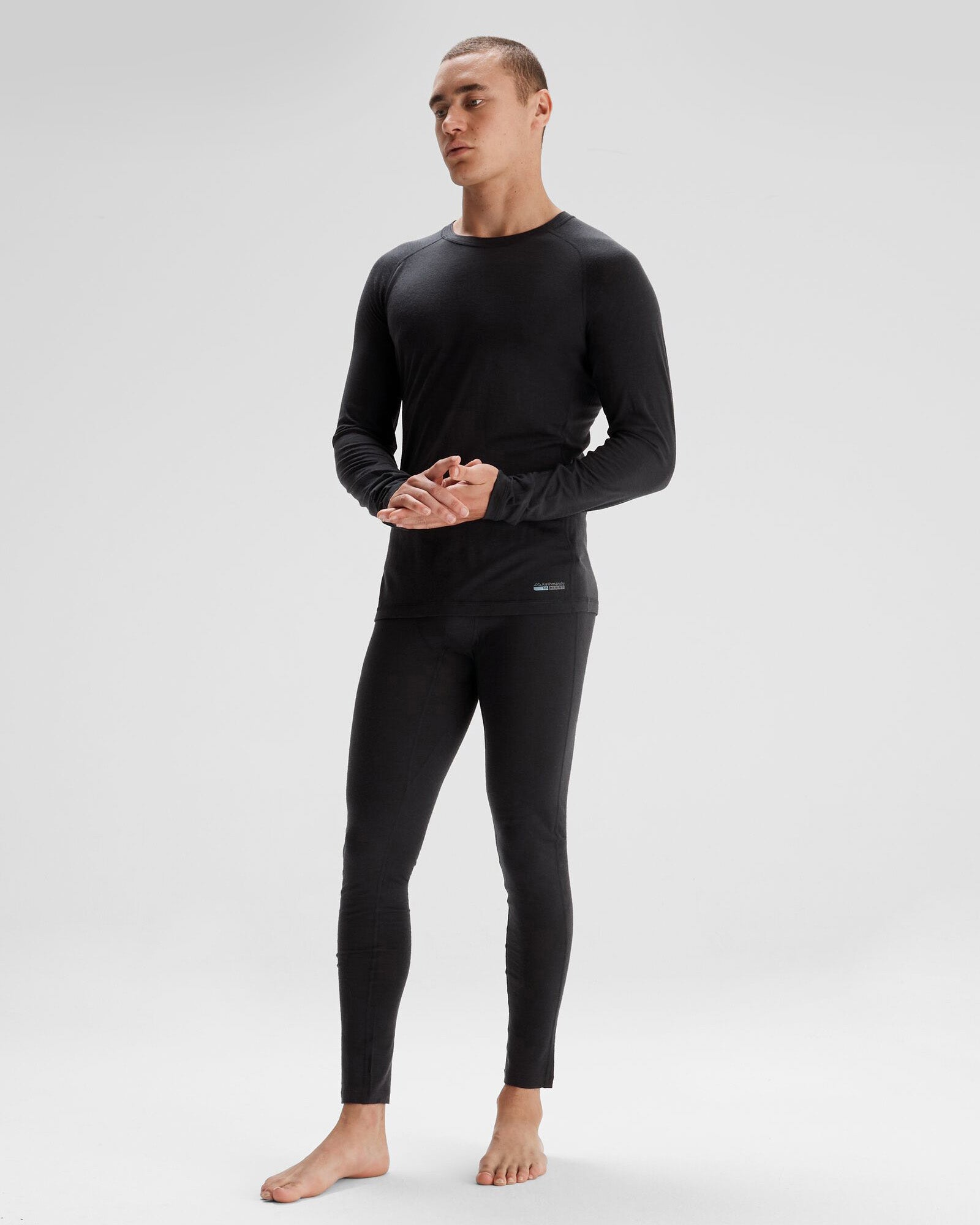 Premium Men's K Merino 125 Baselayer Thermal Underwear - Black Stingray Color for Cold Weather Hiking, Skiing & Winter Sports