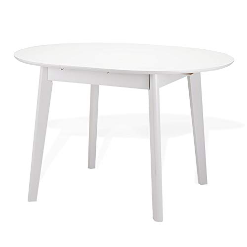 Modern Solid Wood Round Extendable Dining Table - White | Space-Saving Solution for Small Kitchens & Open-Concept Dining Areas