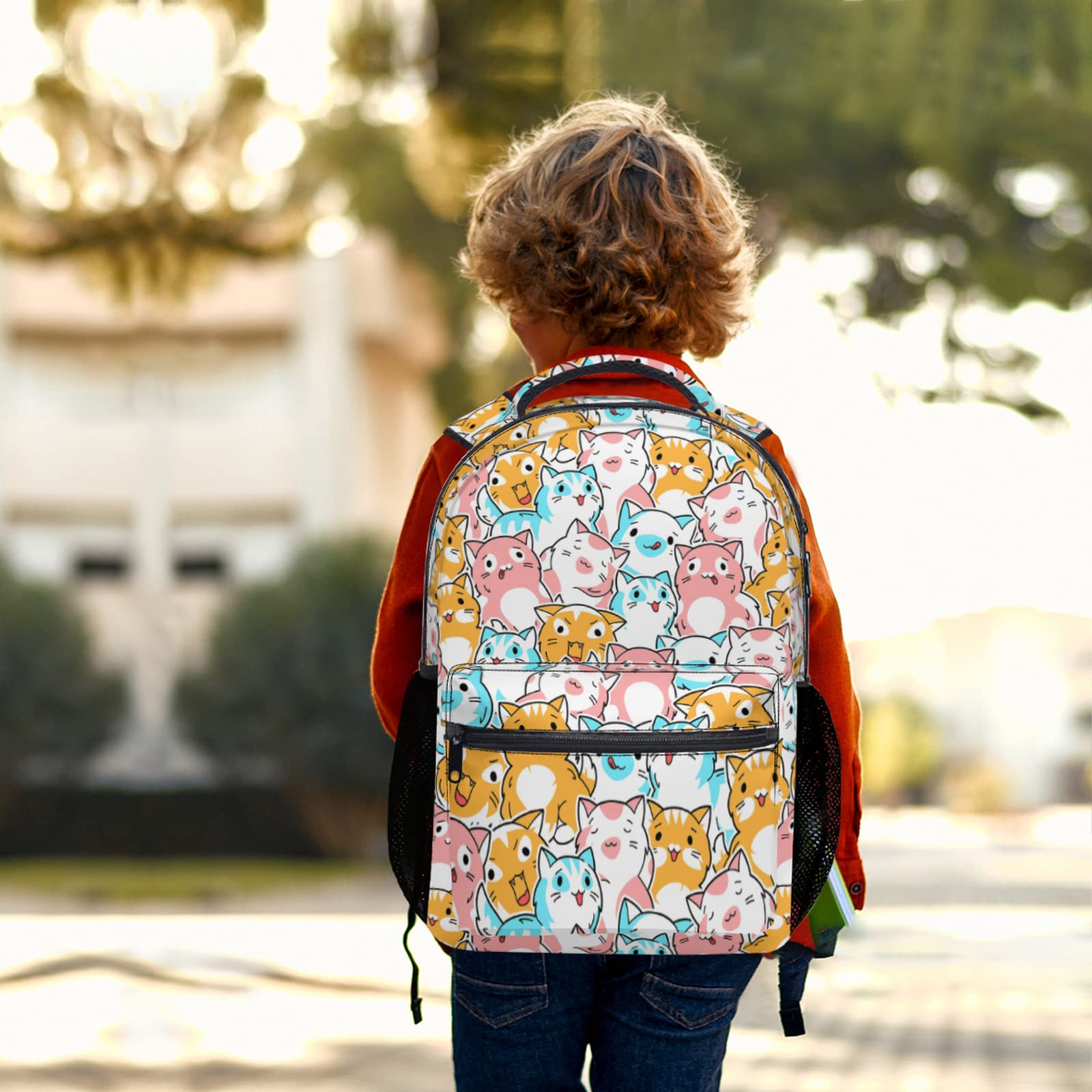 Cute Cartoon Cats Backpack - Durable School Bookbag for Kids & Teens, Lightweight Laptop Daypack for Travel, Hiking & Daily Use - Perfect for Girls & Boys