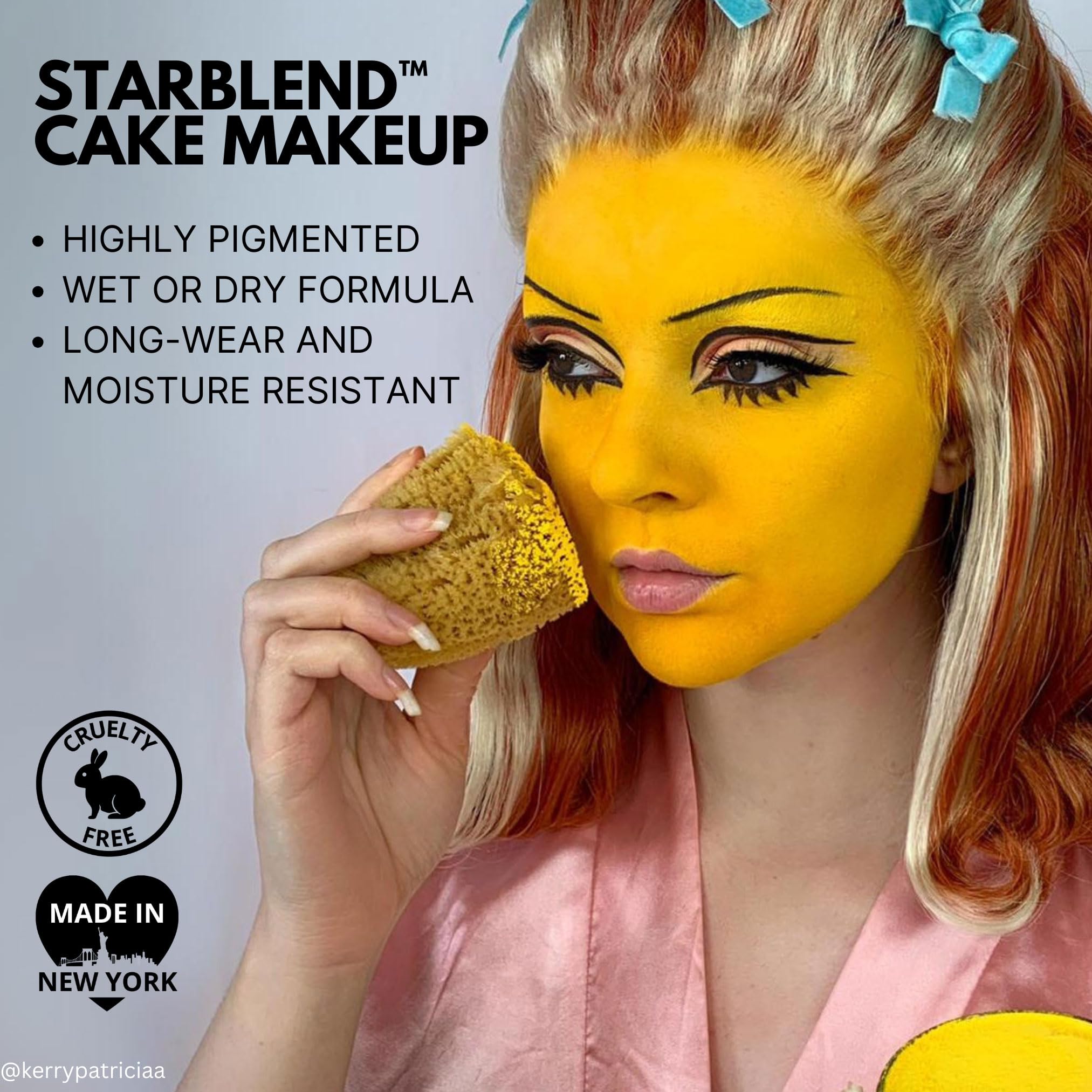 Mehron Makeup StarBlend Cake Makeup - Wet/Dry Pressed Powder Foundation & Body Paint (2oz/56g) - Professional Blue Face Paint for Cosplay, Halloween & Theater Makeup