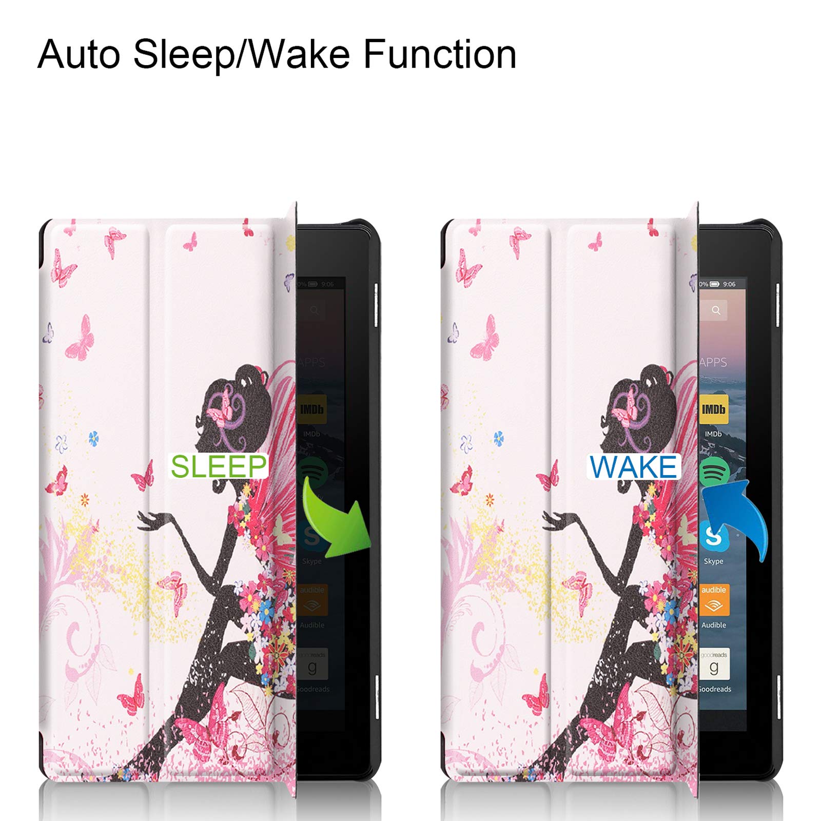 Premium Smart Cover Case for Amazon Kindle Fire 7 (2019, 7.0 Inch) - Auto Sleep/Wake & Adjustable Stand - Perfect for Reading, Travel, and Home Use