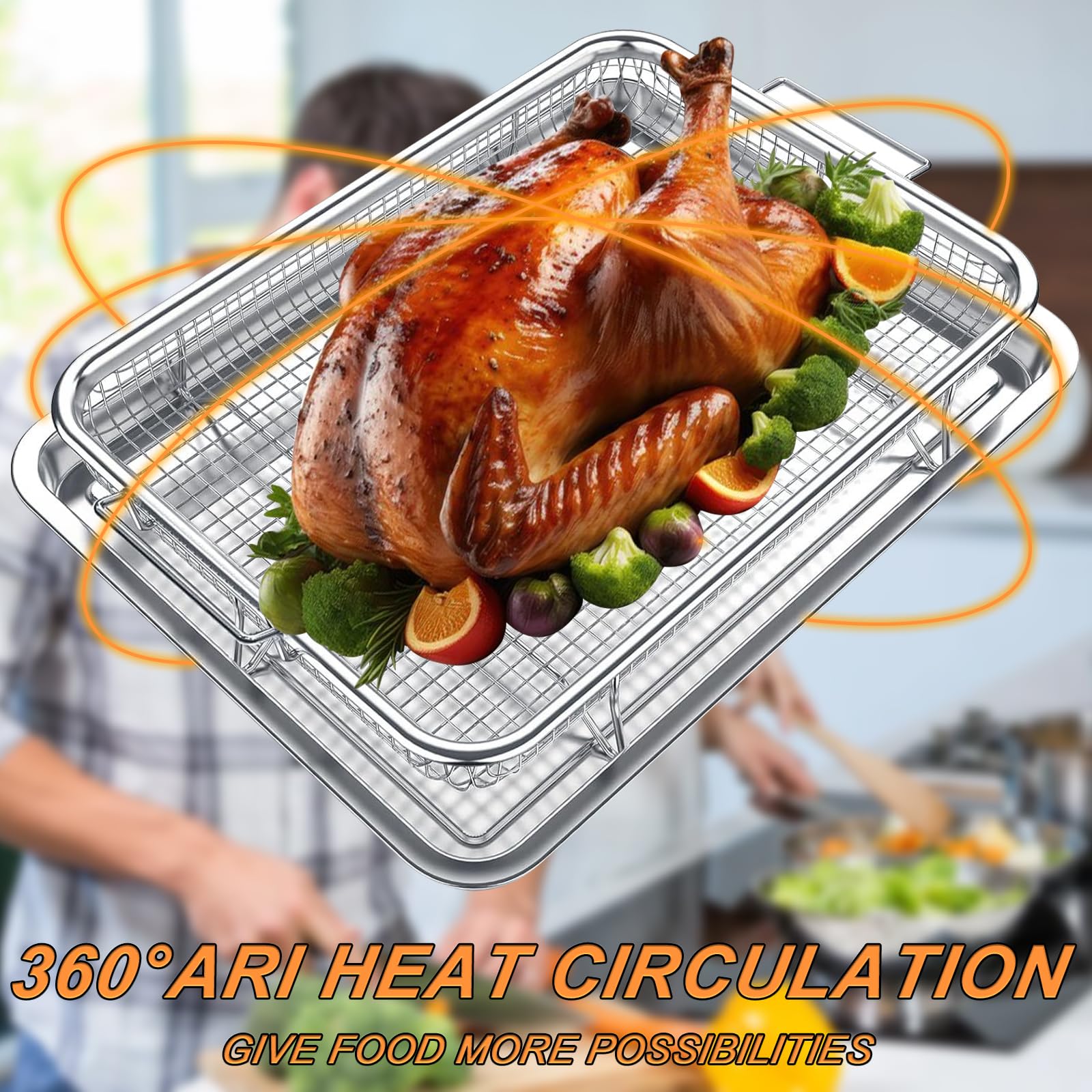 Stainless Steel Air Fryer Basket for Oven - 15.5