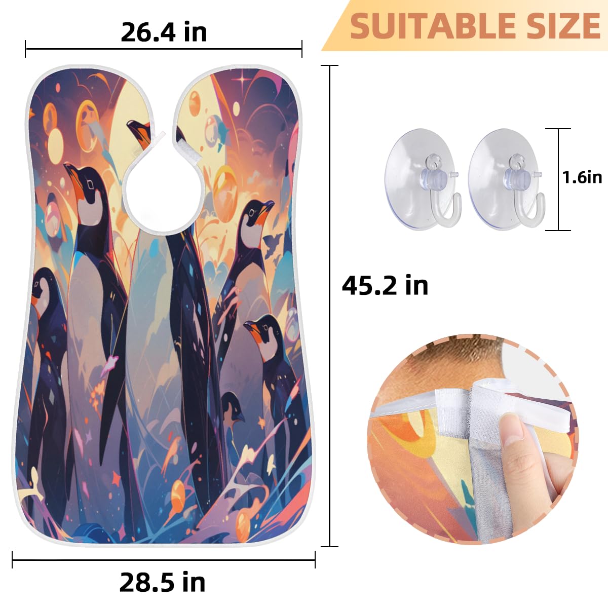 **Men's Cartoon Penguin Beard Shaving Bib - Waterproof Hair Dye & Makeup Apron for Barbers & Stylists - Sink Hair Catcher for Easy Cleanup - Perfect Gift for Grooming & Salon Use**    *(Use Cases: Ideal for barbershops, home grooming, salon treatments, beard trimming, hair dyeing, and makeup application.)*