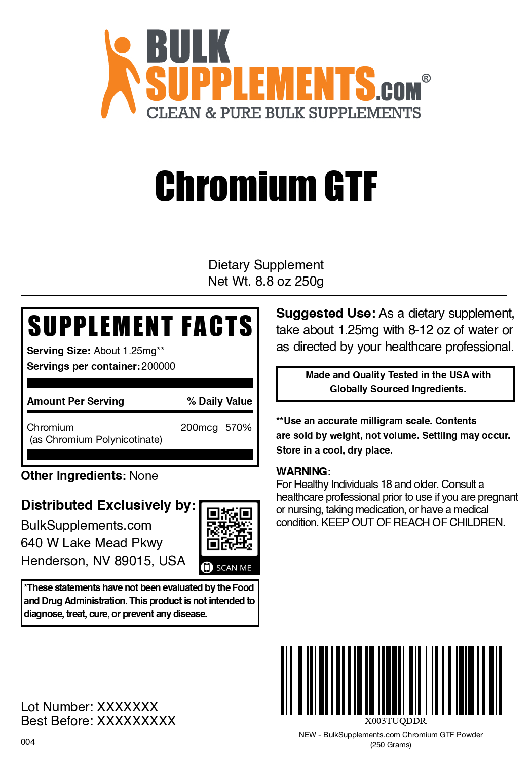 Premium Chromium GTF Powder Supplement - Supports Blood Sugar Balance & Metabolism - Ideal for Diabetics & Weight Management - 100% Pure & Vegan Friendly