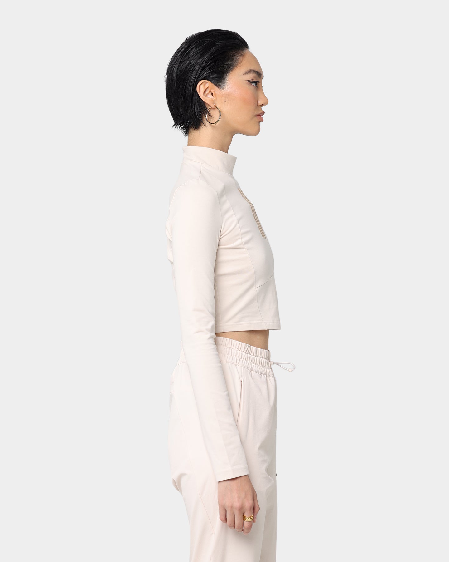 Adidas Women's Swarovski Crystal Embellished Long Sleeve T-Shirt - Halo Ivory - Fashion Casual Top for Work, Party & Everyday Wear