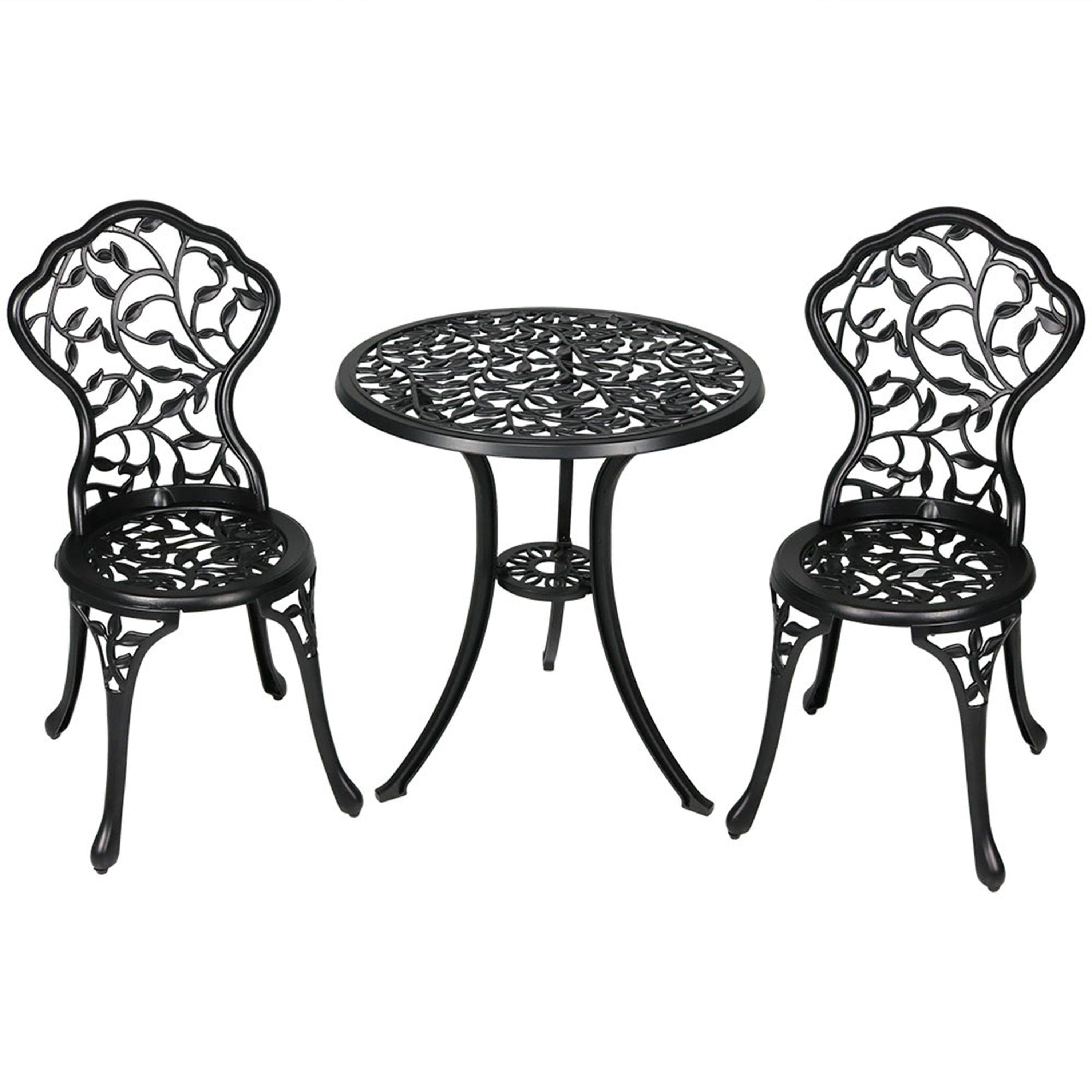 Sunnydaze 3-Piece Outdoor Cast Aluminum Bistro Set - Patio, Garden, Balcony Dining Furniture for Small Spaces