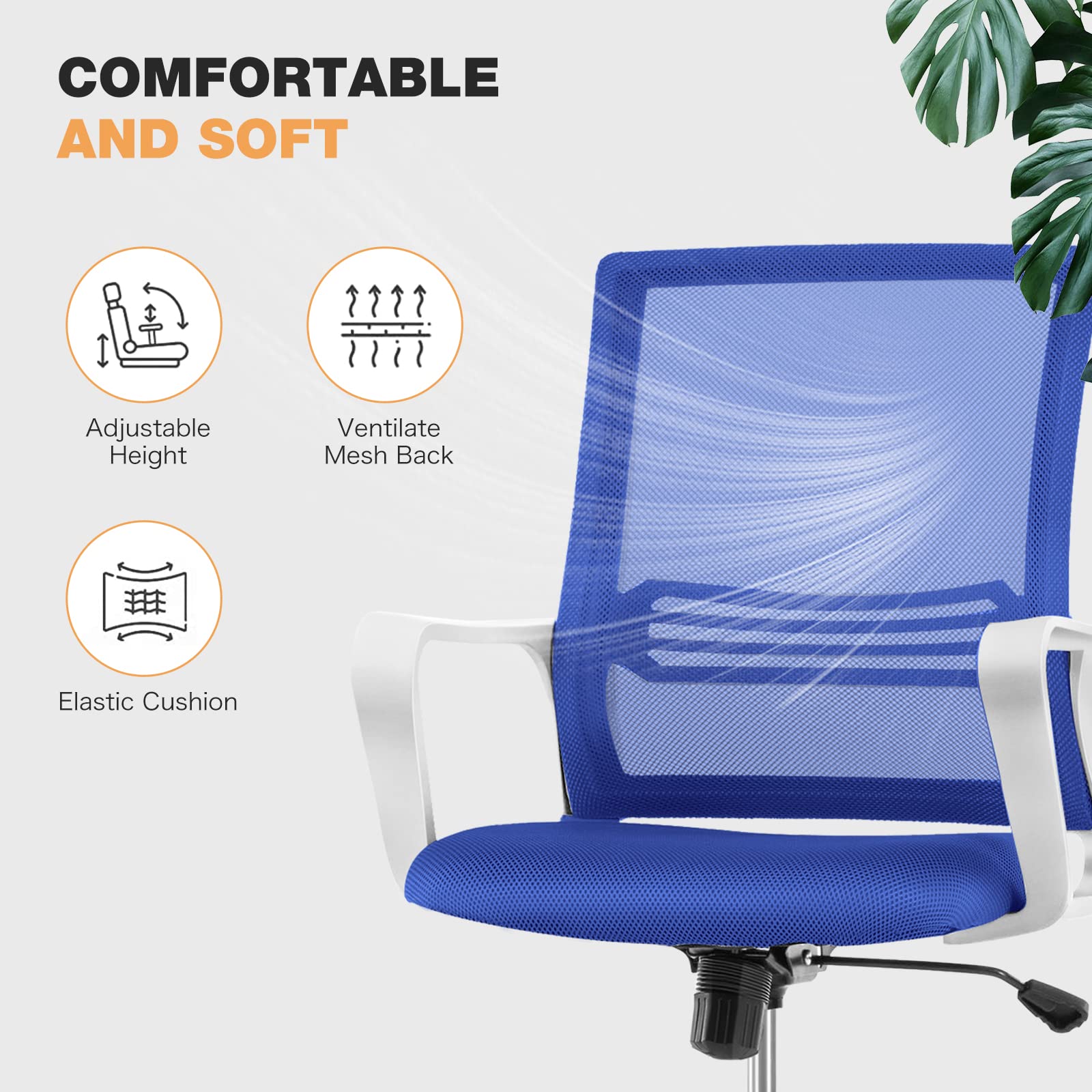 Ergonomic Office Chair with High Back & Lumbar Support - Adjustable Mesh Computer Chair with 4D Headrest & Armrests - Swivel Task Chair for Home Office, Gaming & Workspace Comfort