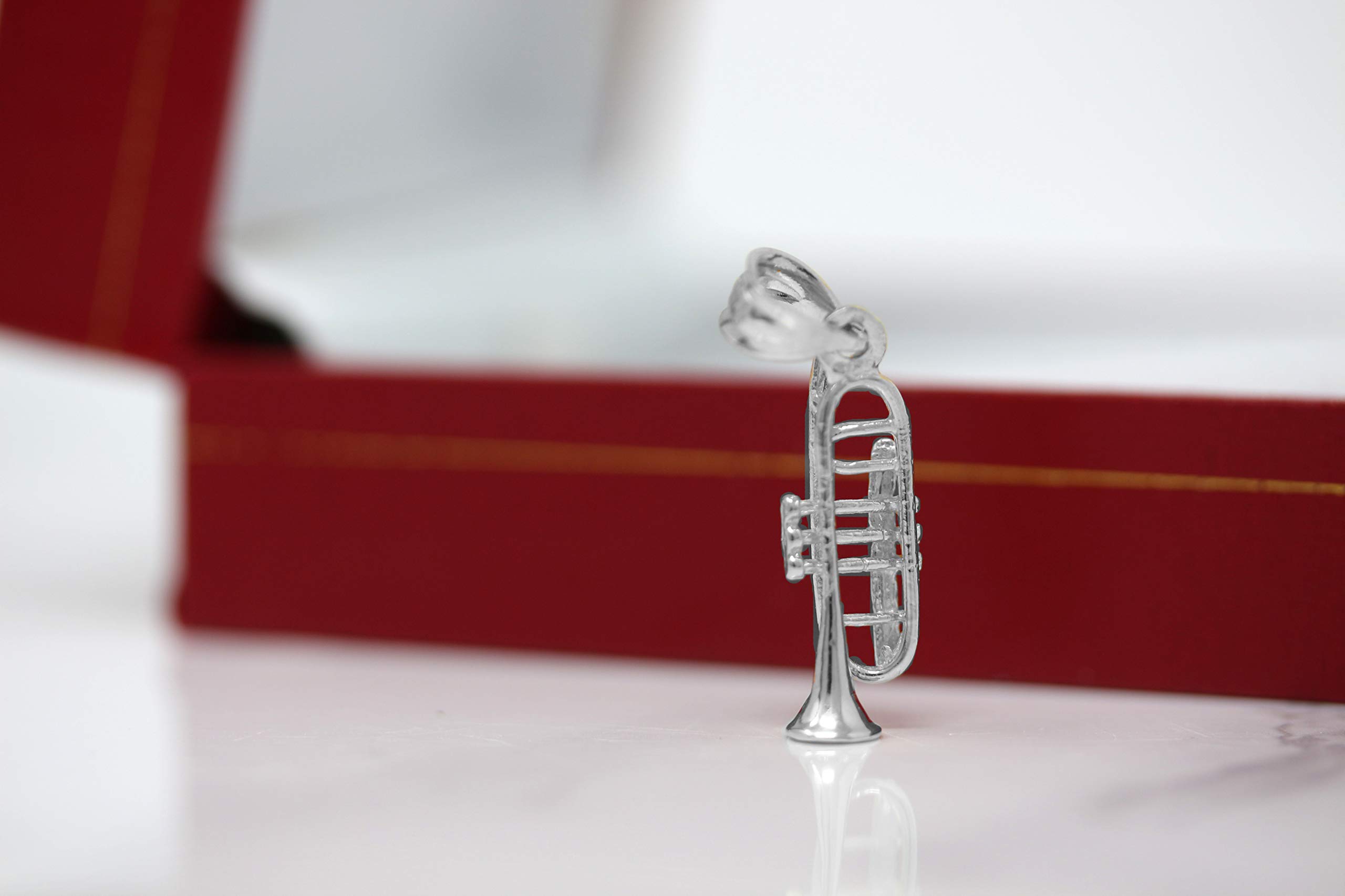 10K Gold Trumpet Horn Charm Pendant Necklace for Women - Elegant Musical Jewelry Gift for Musicians, Band Members & Music Lovers - Perfect for Concerts, Performances & Special Occasions