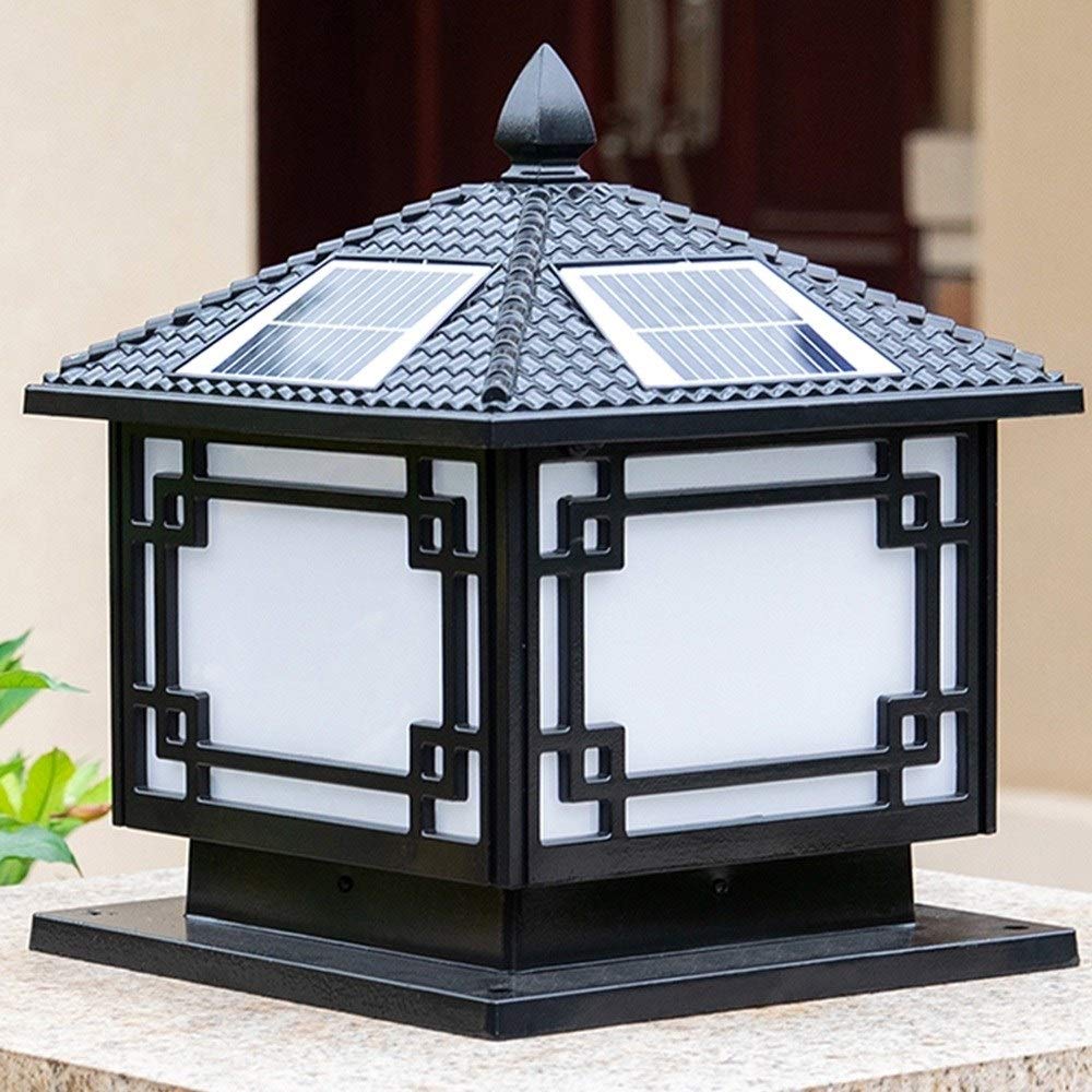 Solar Powered Outdoor LED Post Lantern - Waterproof IP55 Metal Column Lamp with Intelligent Light Sensor | Retro Square Design for Patio, Fence, Garden & Landscape Lighting | Perfect for Pathways, Driveways & Backyard Decor