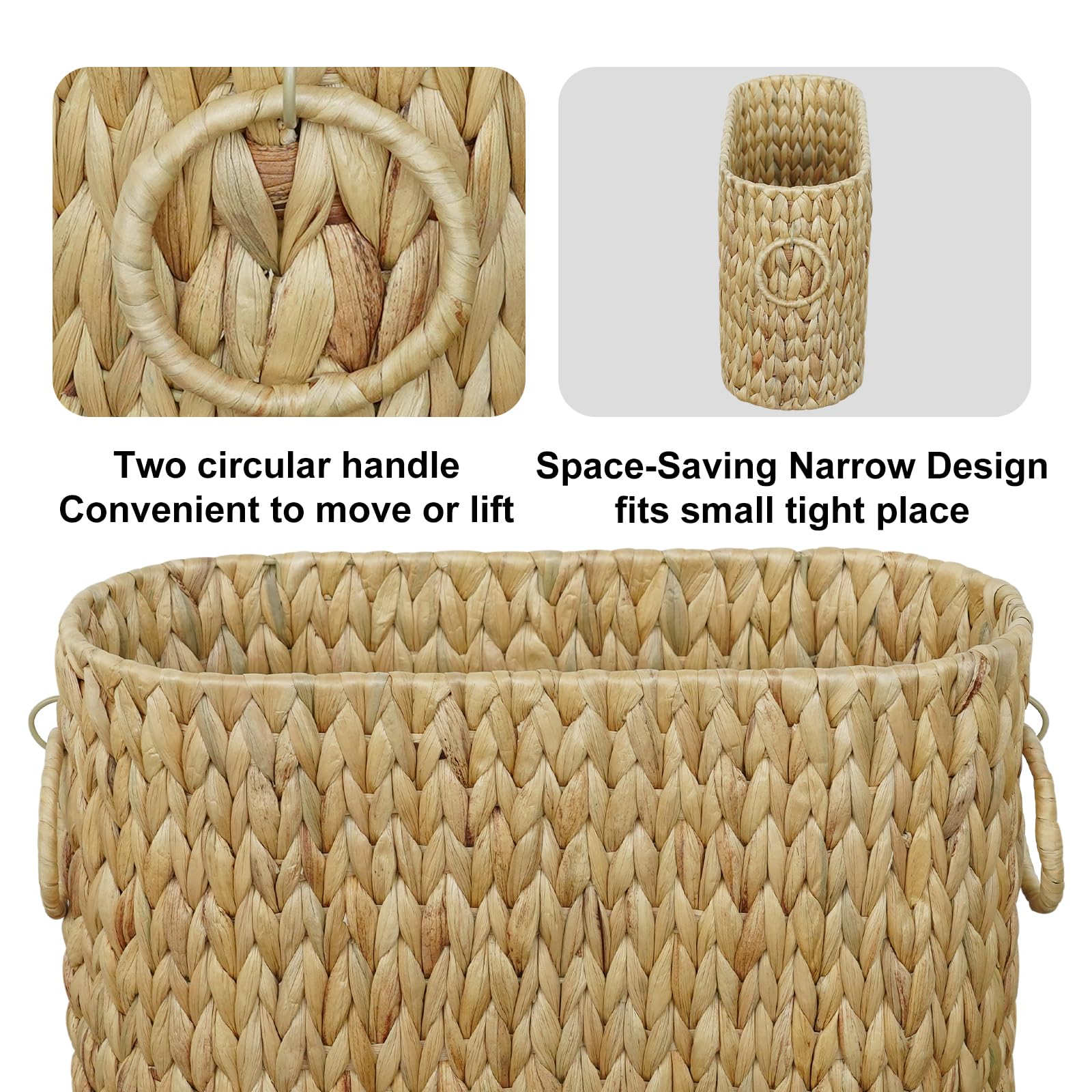 Water Hyacinth Toilet Paper Storage Basket - Large Bathroom Organizer Holds 9 Mega Rolls - Natural Woven Toilet Paper Holder for Bathroom, Vanity & Powder Room - Perfect for Home, Apartment & Guest Bath Decor