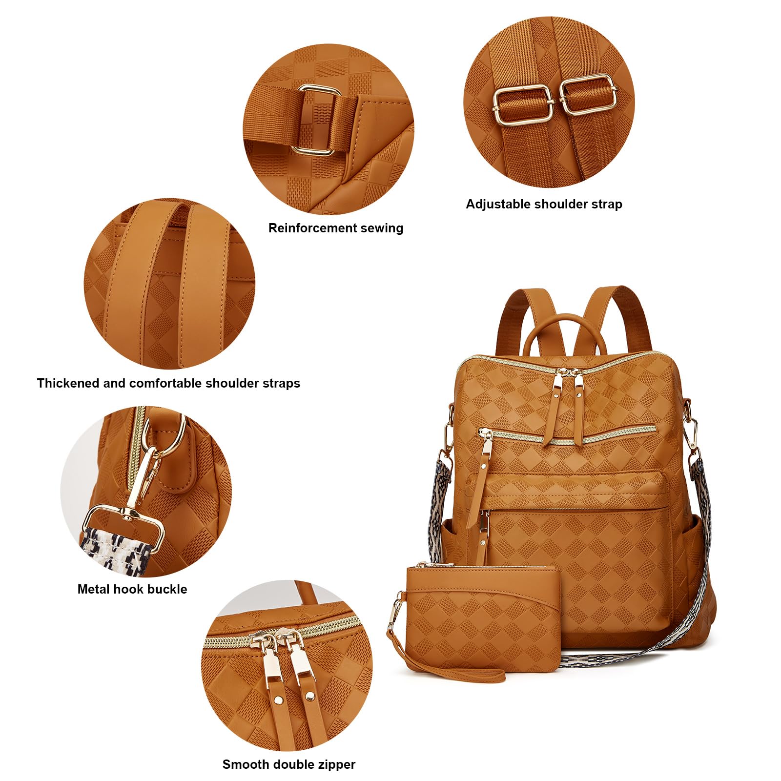 Stylish Women's PU Leather Convertible Backpack Purse - 2-in-1 Travel Satchel & Handbag Set for Daily Use, Work & Weekend Getaways