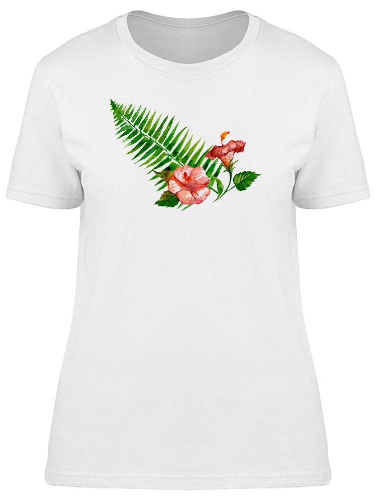 Smartprints Women's Watercolor Exotic Hibiscus T-Shirt - Soft Cotton Casual Tee for Summer Outfits & Beach Vacations