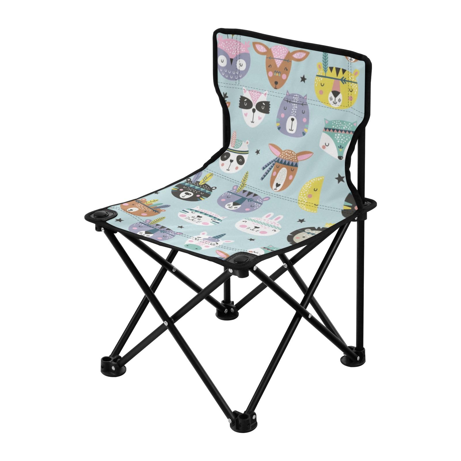 Portable Camping Folding Chairs - Lightweight Foldable Outdoor Chairs for Backpacking, Fishing & Picnics | Compact Boho Style with Tribal Animal Print | Perfect for Beach, Camping & Backyard Relaxation