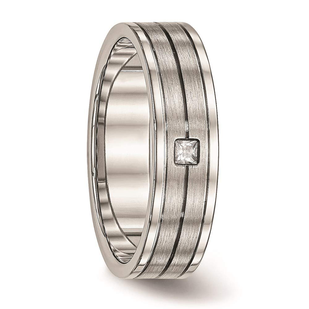 Brushed Stainless Steel Cubic Zirconia Ring for Women - Size 12 | Elegant Gift & Everyday Wear