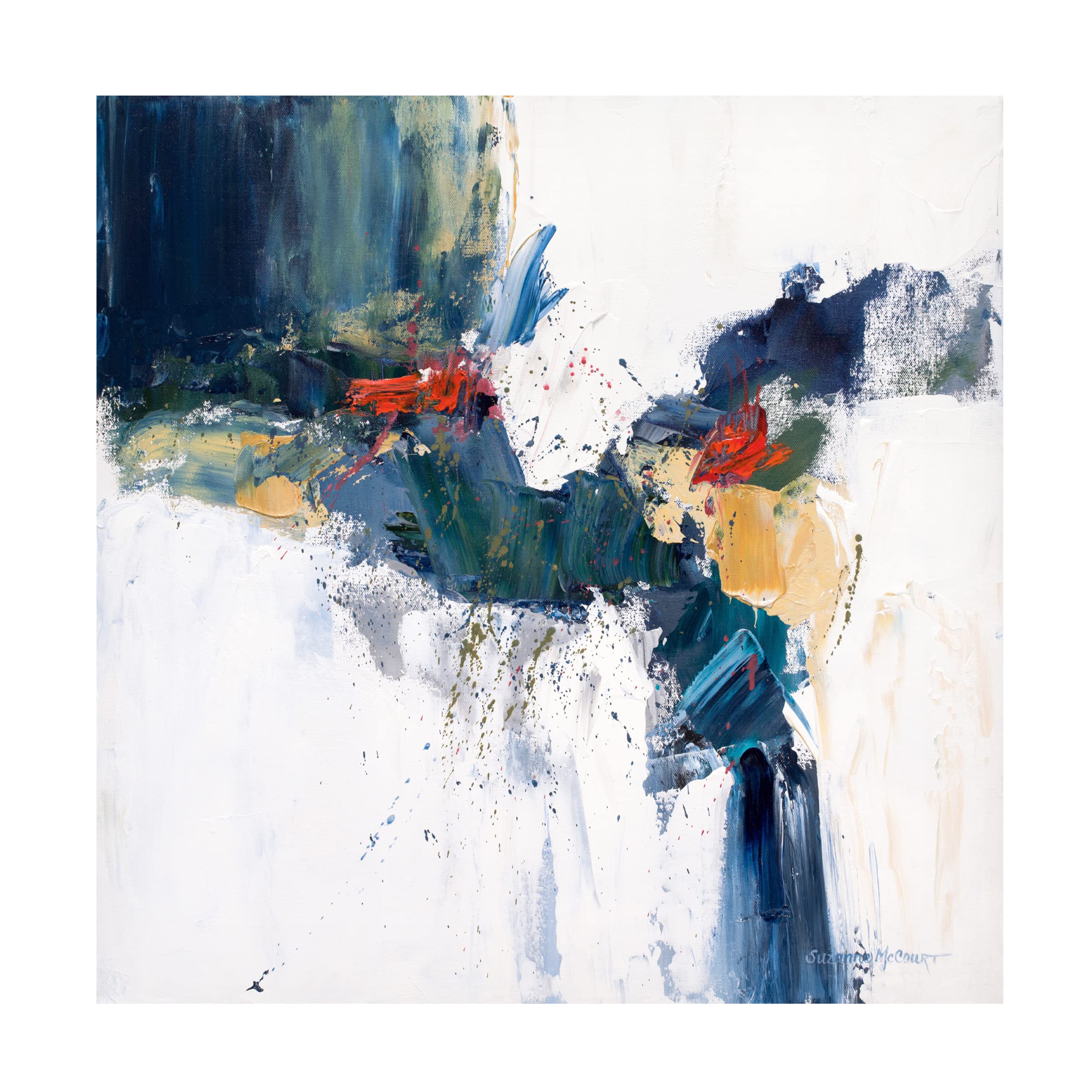 Trademark Fine Art 'Cascading' Canvas Wall Art by Suzanne McCourt - Stunning Watercolor Landscape Painting for Living Room, Bedroom & Office Decor