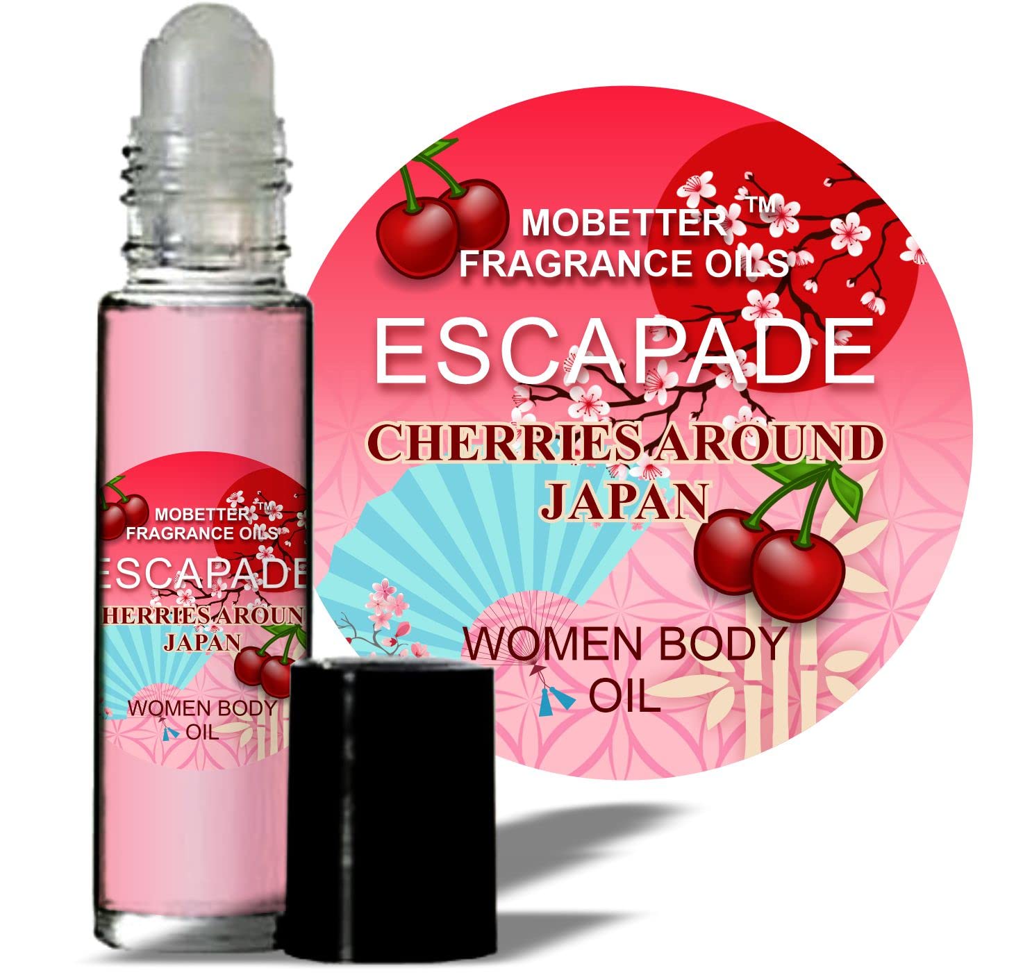 MOBETTER FRAGRANCE OILS - Escapade Cherries in Japan Perfume for Women, Long-Lasting Body Oil for Daily Wear, Date Night & Special Occasions