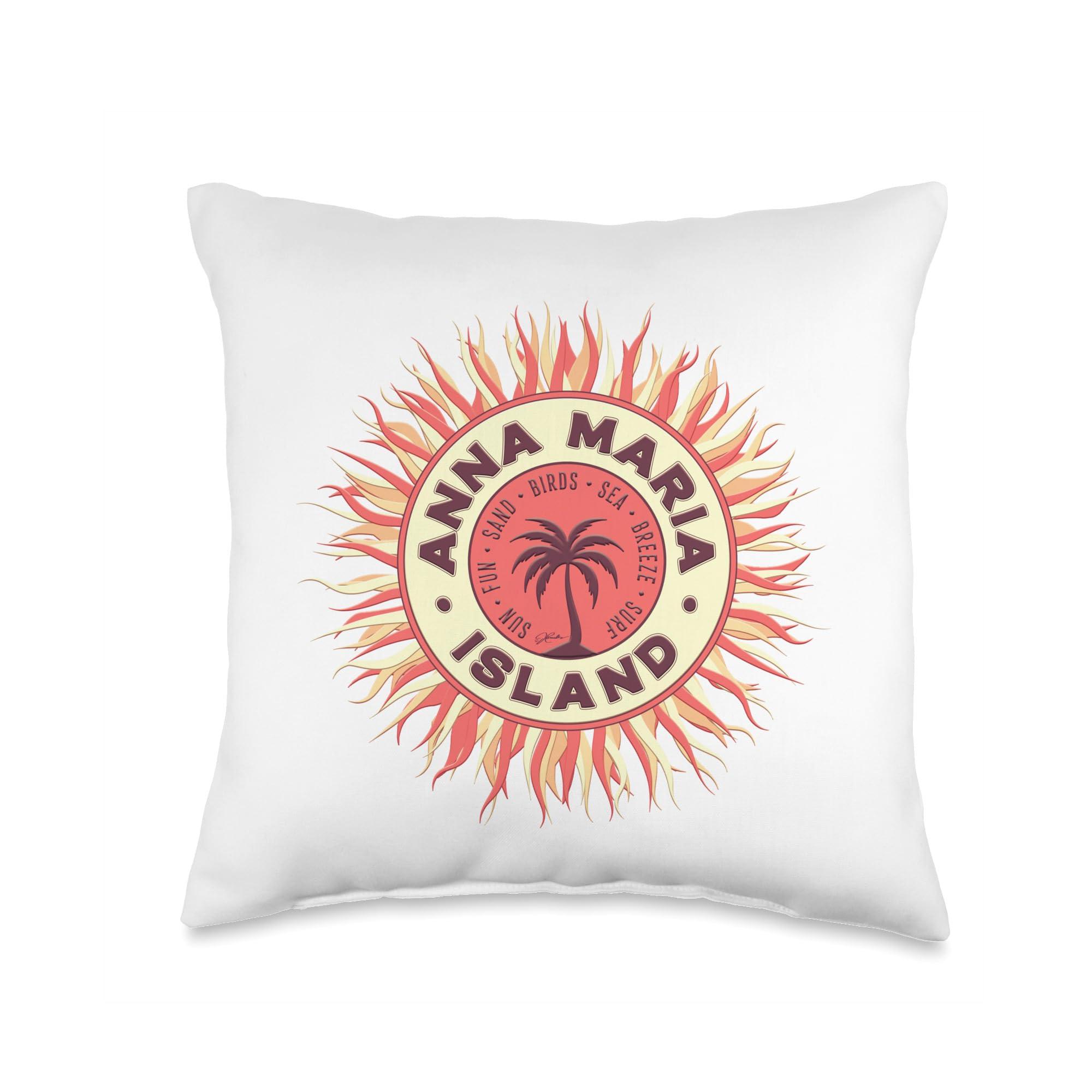 Florida Beach Throw Pillow - Anna Maria Island Inspired Coastal Decor for Sofa, Bed & Outdoor - Perfect for Beach House, Living Room & Vacation Home Decor