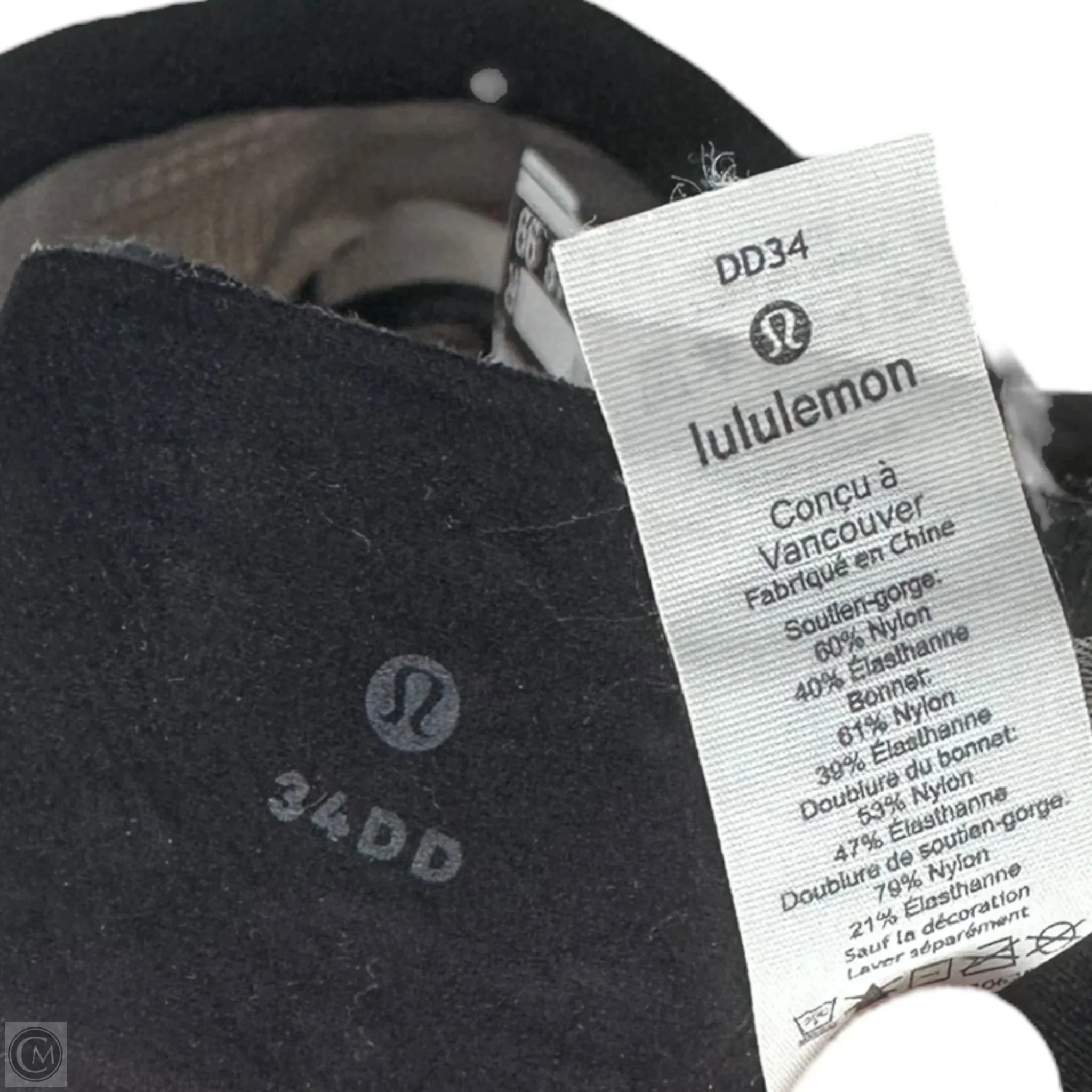 Lululemon Women's 34DD High-Impact Sports Bra - Black & White for Running, Yoga & Gym Workouts