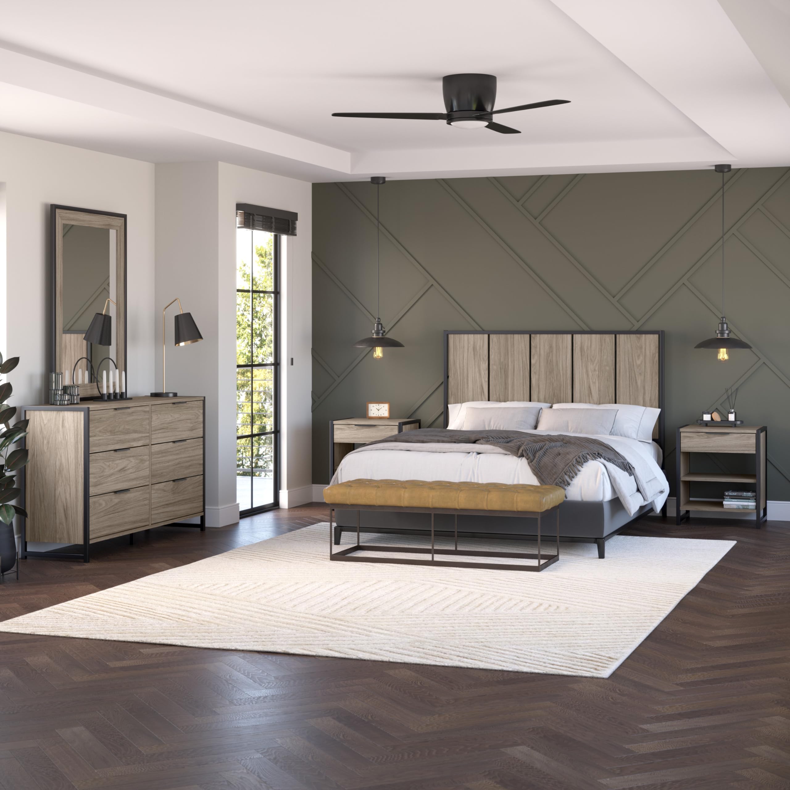 Bush Furniture Atria Full/Queen Size Headboard in Charcoal Gray - Modern Upholstered Bed Frame Headboard for Bedroom Decor, Perfect for Master Bedrooms, Guest Rooms & Apartments