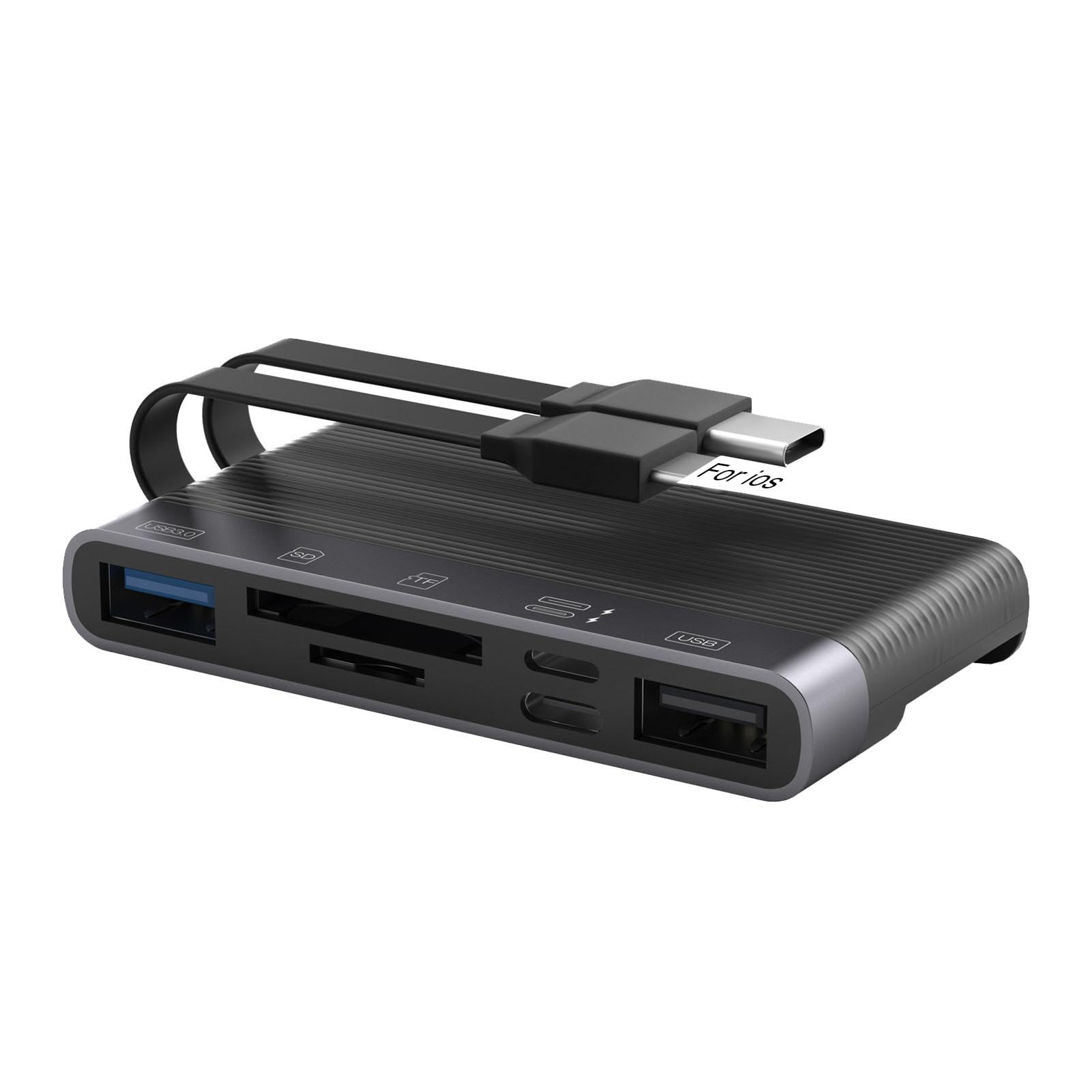 6-in-1 USB Card Reader for Computer & Type-C Devices - External Memory Card Adapter for SD/TF/CF Cards | Plug & Play Multi-Port USB Hub | Perfect for Photographers, Designers & Office Use