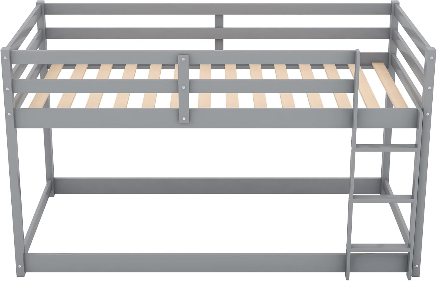 MERITLINE Twin Over Twin Bunk Bed for Kids - Detachable Wooden Bunk Bed Frame with Guardrails - Space Saving Bedroom Furniture for Small Rooms, Dorms, and Shared Kids' Bedrooms