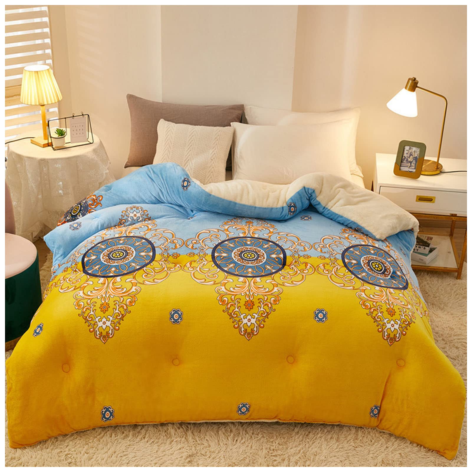 All-Season Quilted Cotton Duvet Insert - Twin Size Winter Comforter (200x230cm, 5kg) | Soft & Warm Thickened Lamb Cashmere Blanket for Bedroom, Guest Room & Dorm | Perfect for Cold Weather & Year-Round Use