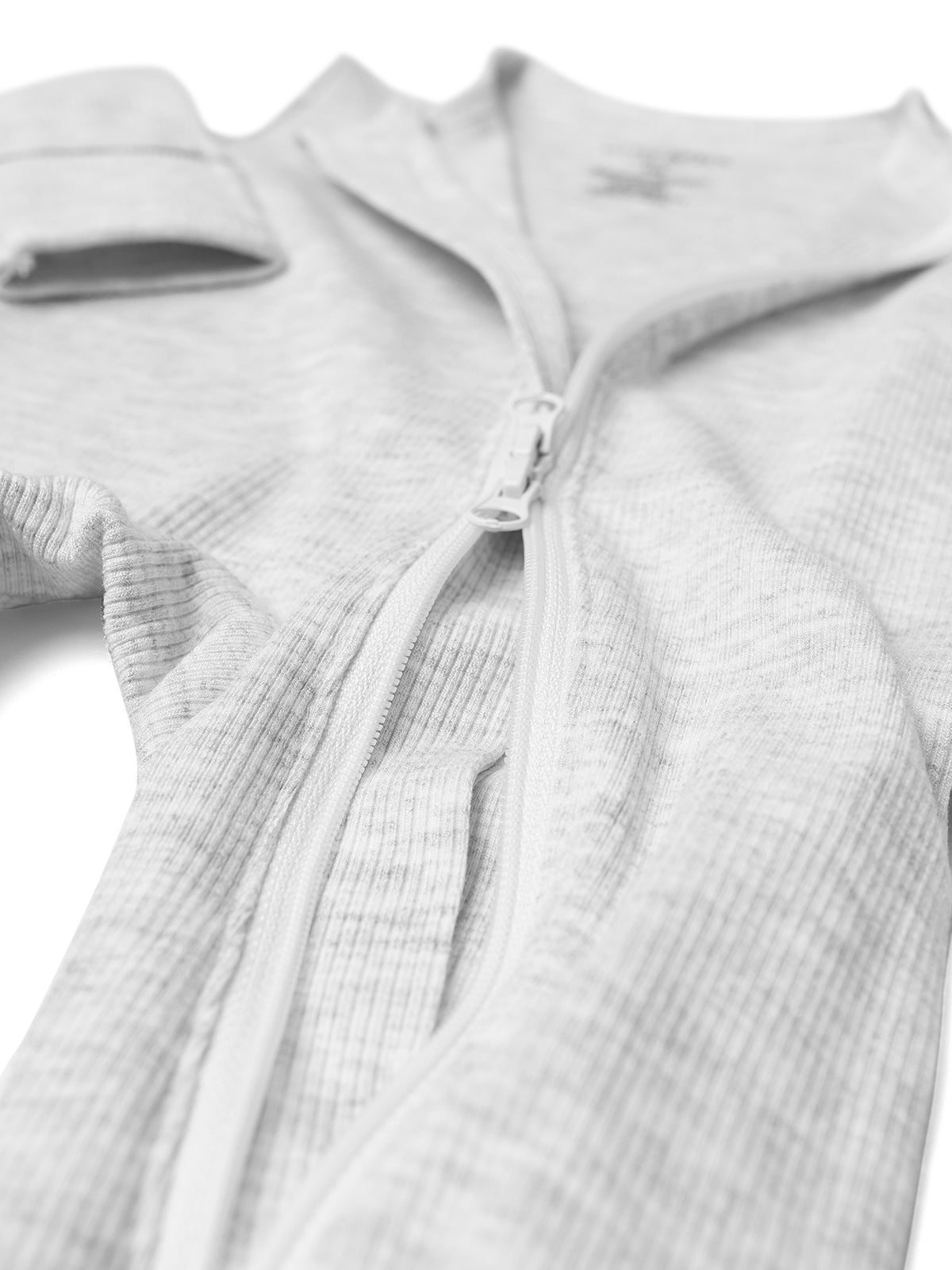 Stylish Ribbed 2-Way Zip Romper in Grey - Perfect for Casual Outings & Lounge Wear | Women's Fashion Jumpsuit