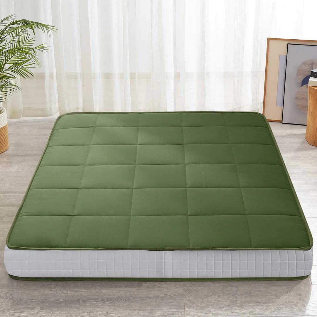 MAXYOYO Padded Japanese Floor Mattress - Green Foldable Roll Up Futon Mattress for Bedroom, Guest Room & Travel | Comfortable Floor Sleeping & Lounging