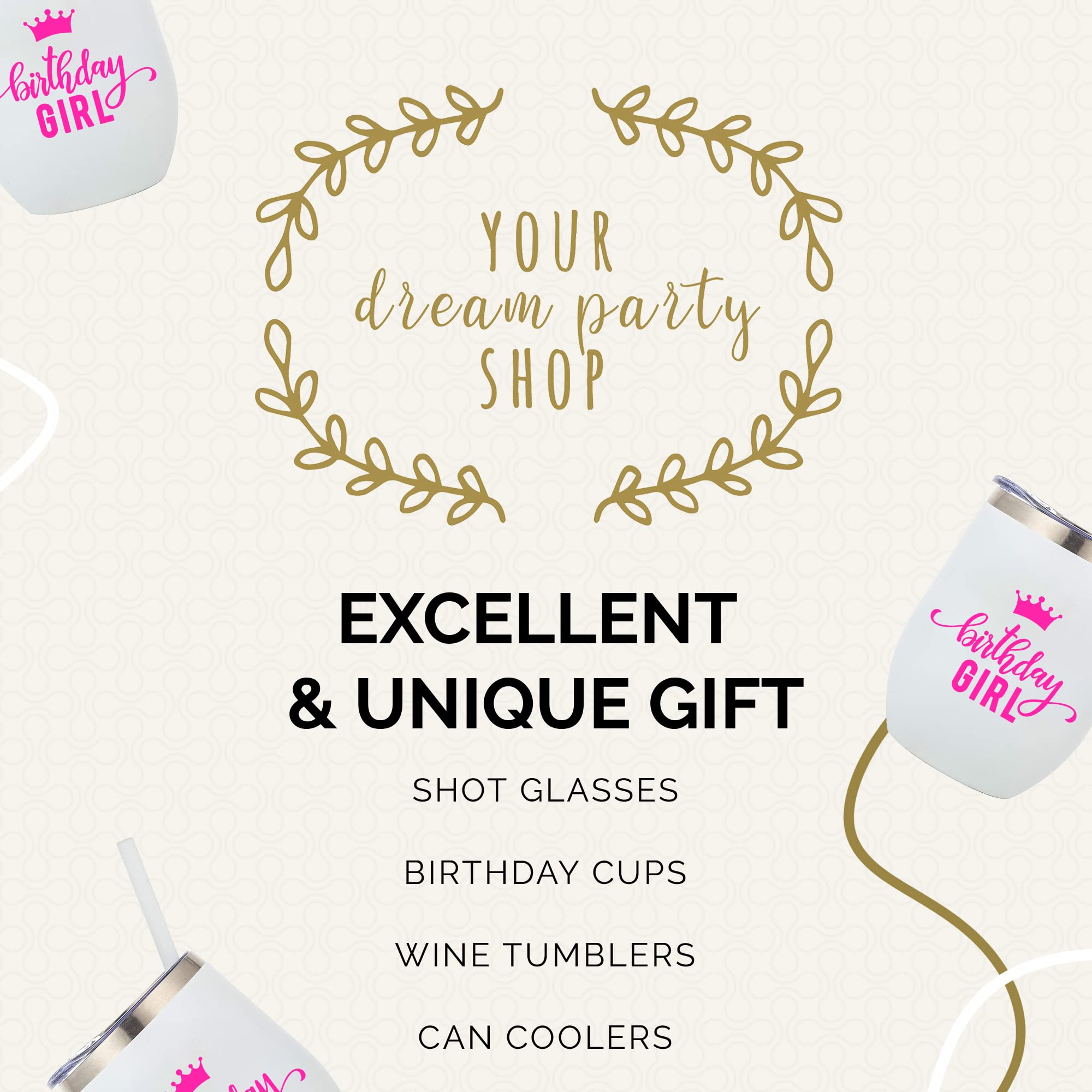 12oz Insulated Wine Tumbler for Women - Stainless Steel Birthday Cup with Lid - Perfect for Parties, Celebrations & Girls Night Out - Ideal Gift for Birthday, Bachelorette & Bridal Showers