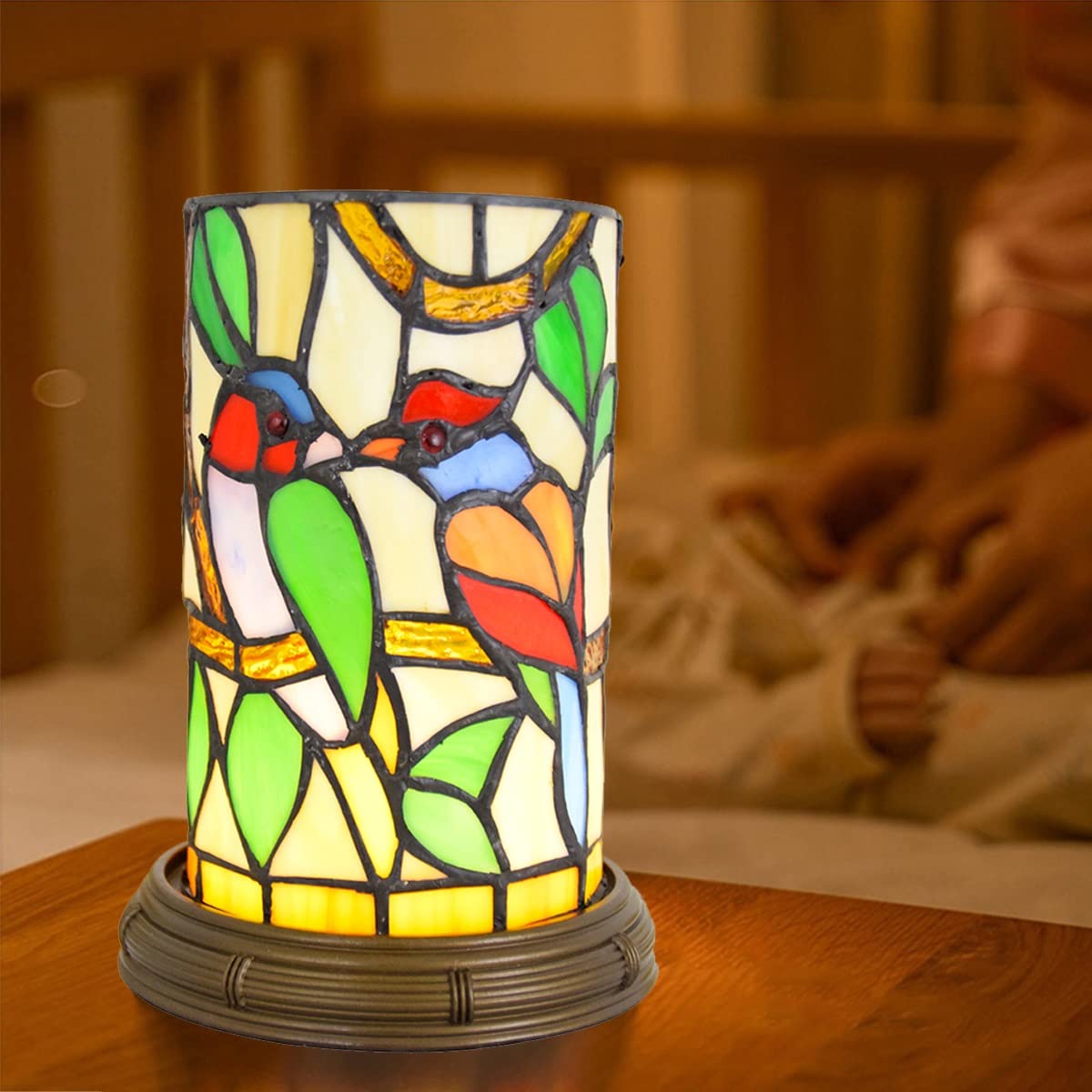 Tiffany Lamp Kids Night Light - Stained Glass LED Dimmable for Bedroom & Hotel